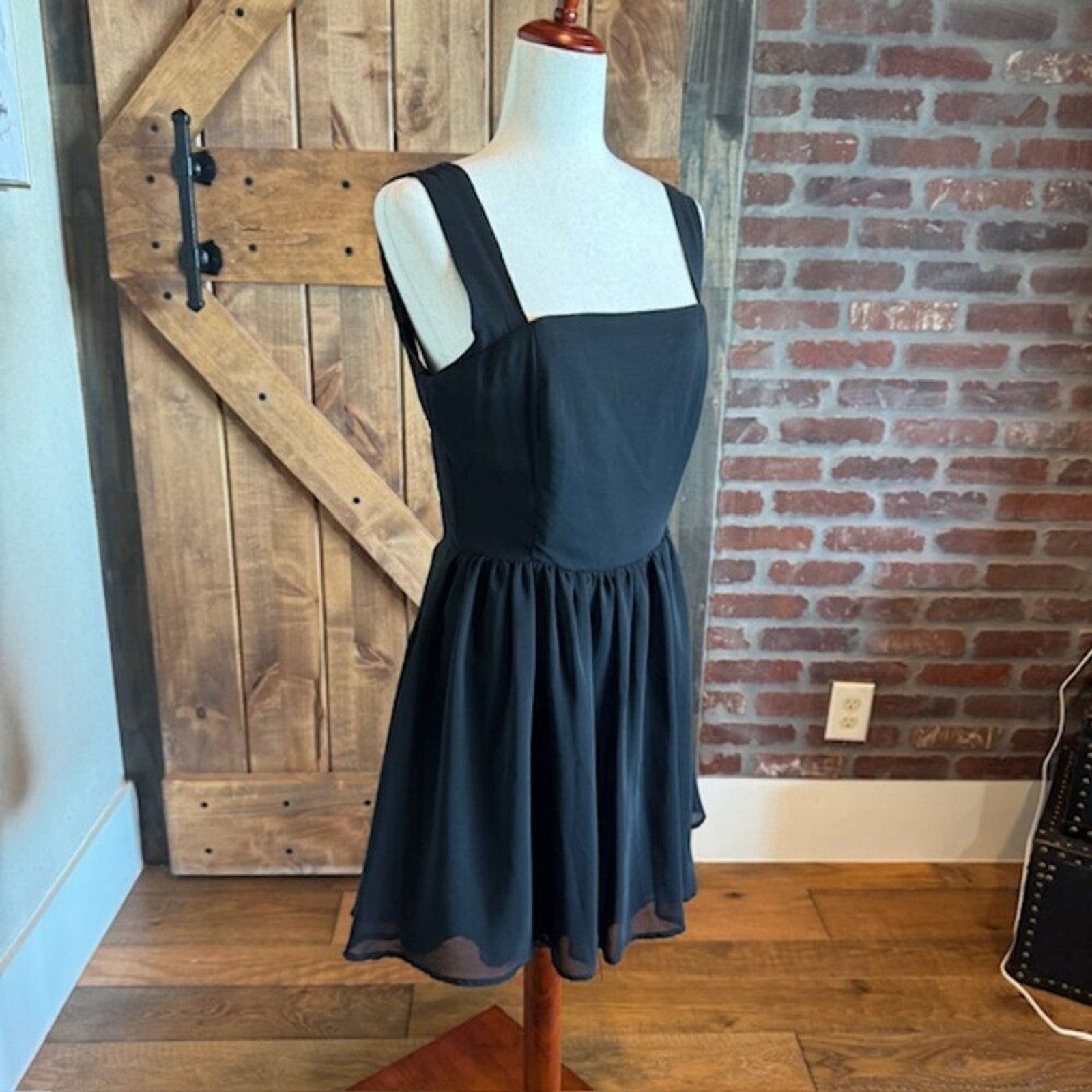 Rare London Black Chain Back Mini Dress Size 10 | Elegant Open Back with Gold Ch