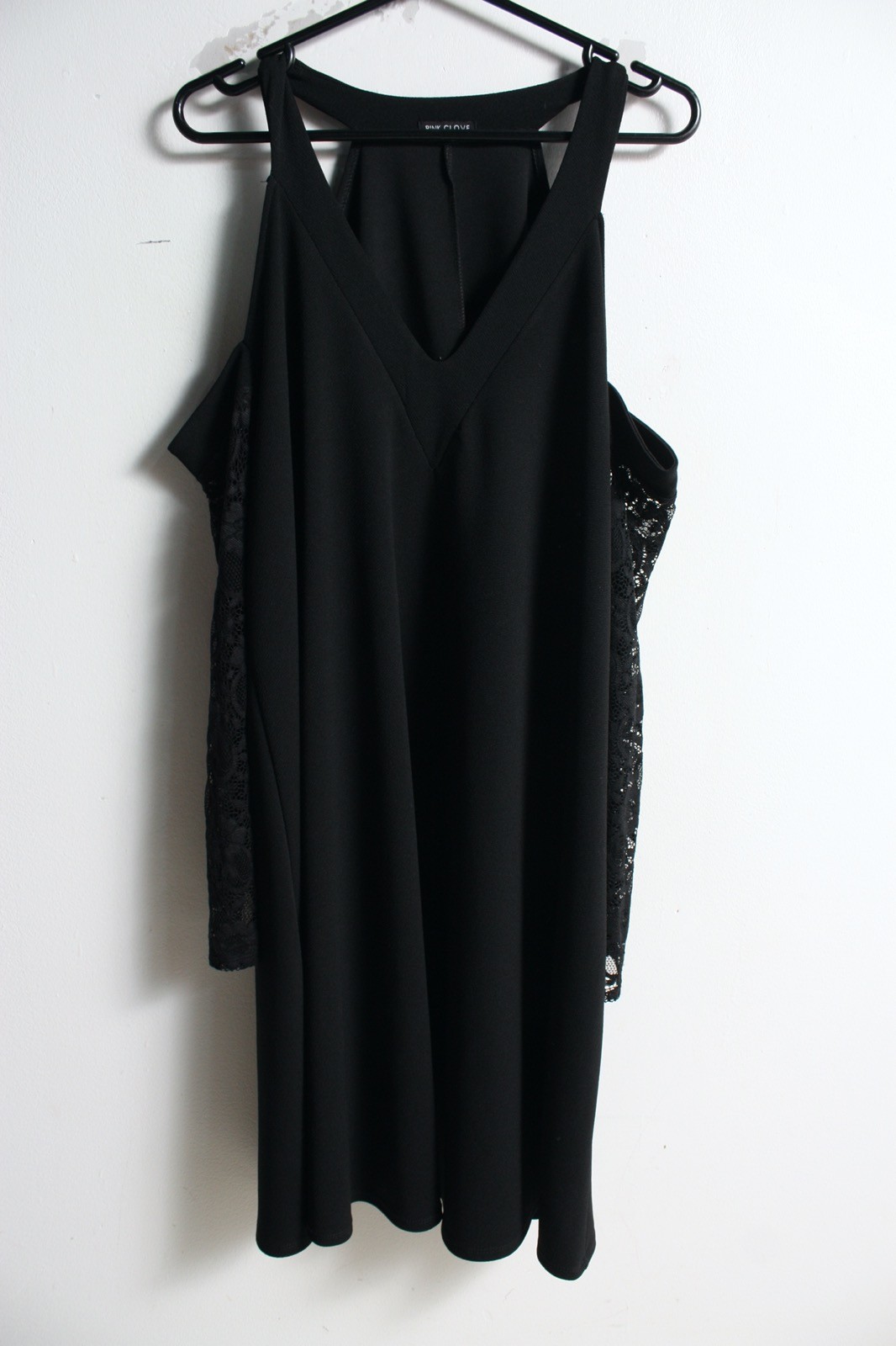 Pink Clove Womens Open Shoulder Lace Arm Dress – Black – Size 22 (h40)