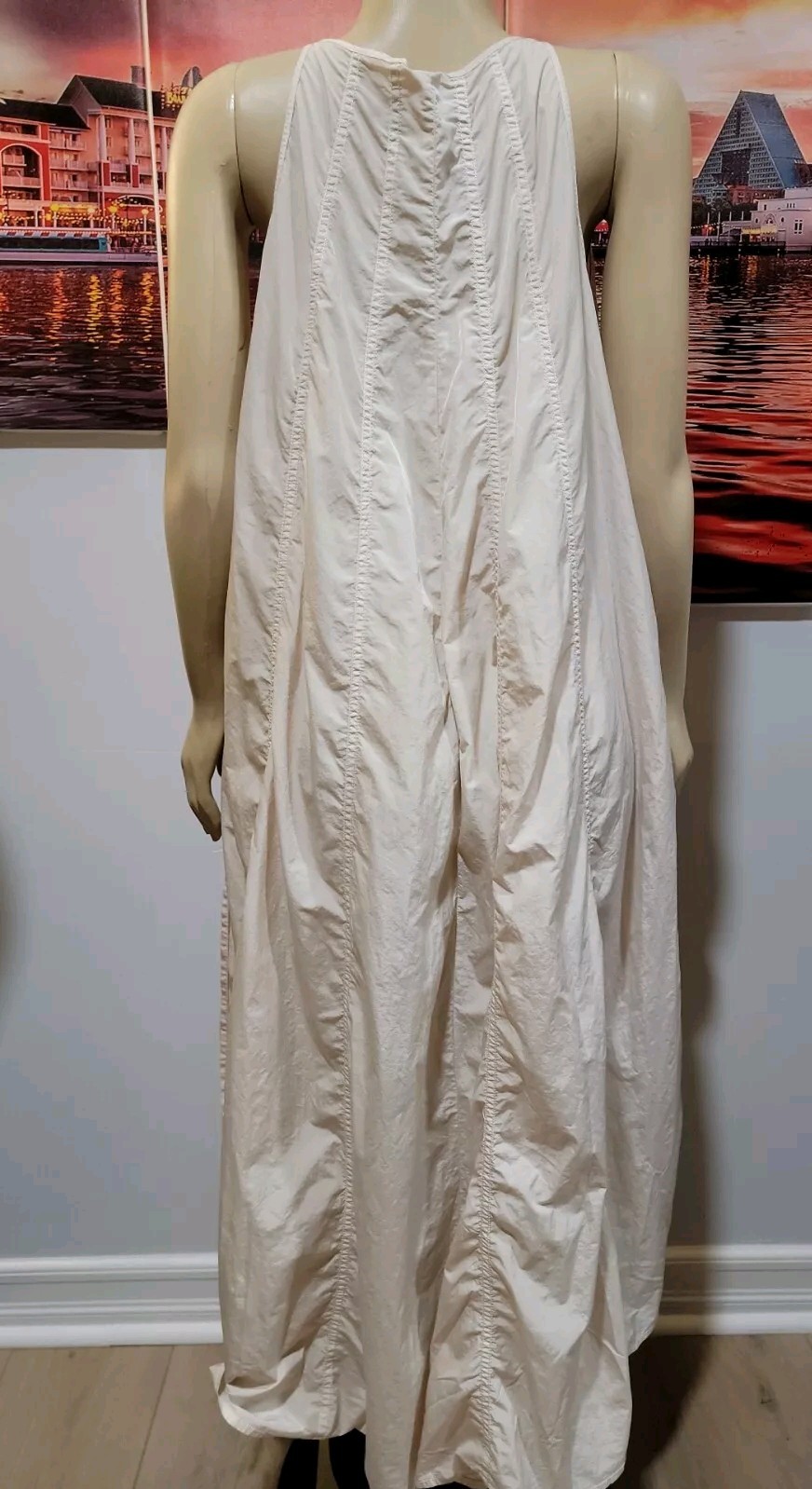 Athleta Canopy Parachute OVERSIZED Nylon Swing Dress Size S Beige Lightweight #X