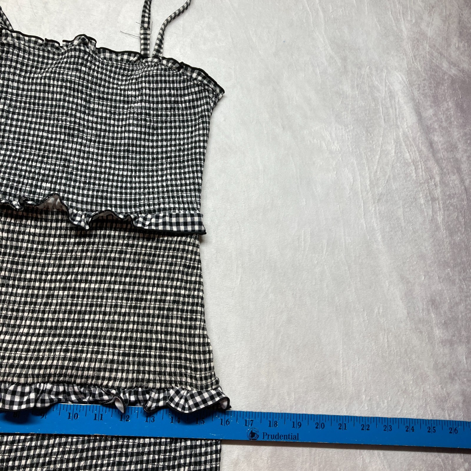 No Boundaries Dress Size Small Smocked Gingham Ruffled Sheath Bodycon Sleeveless
