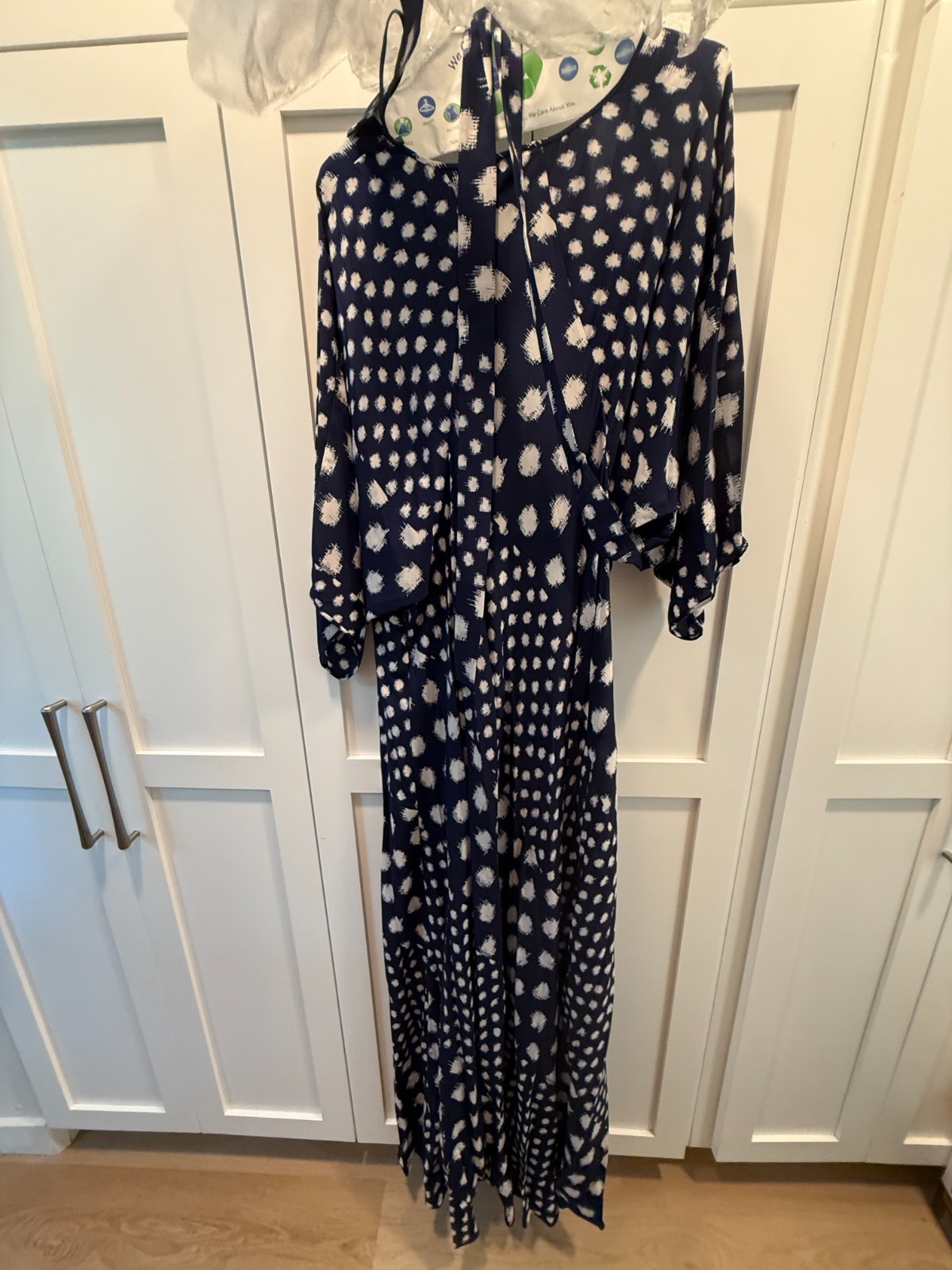 Diane Von Furstenberg Navy Cream Geometric Print Partial Wrap Dress XL EUC