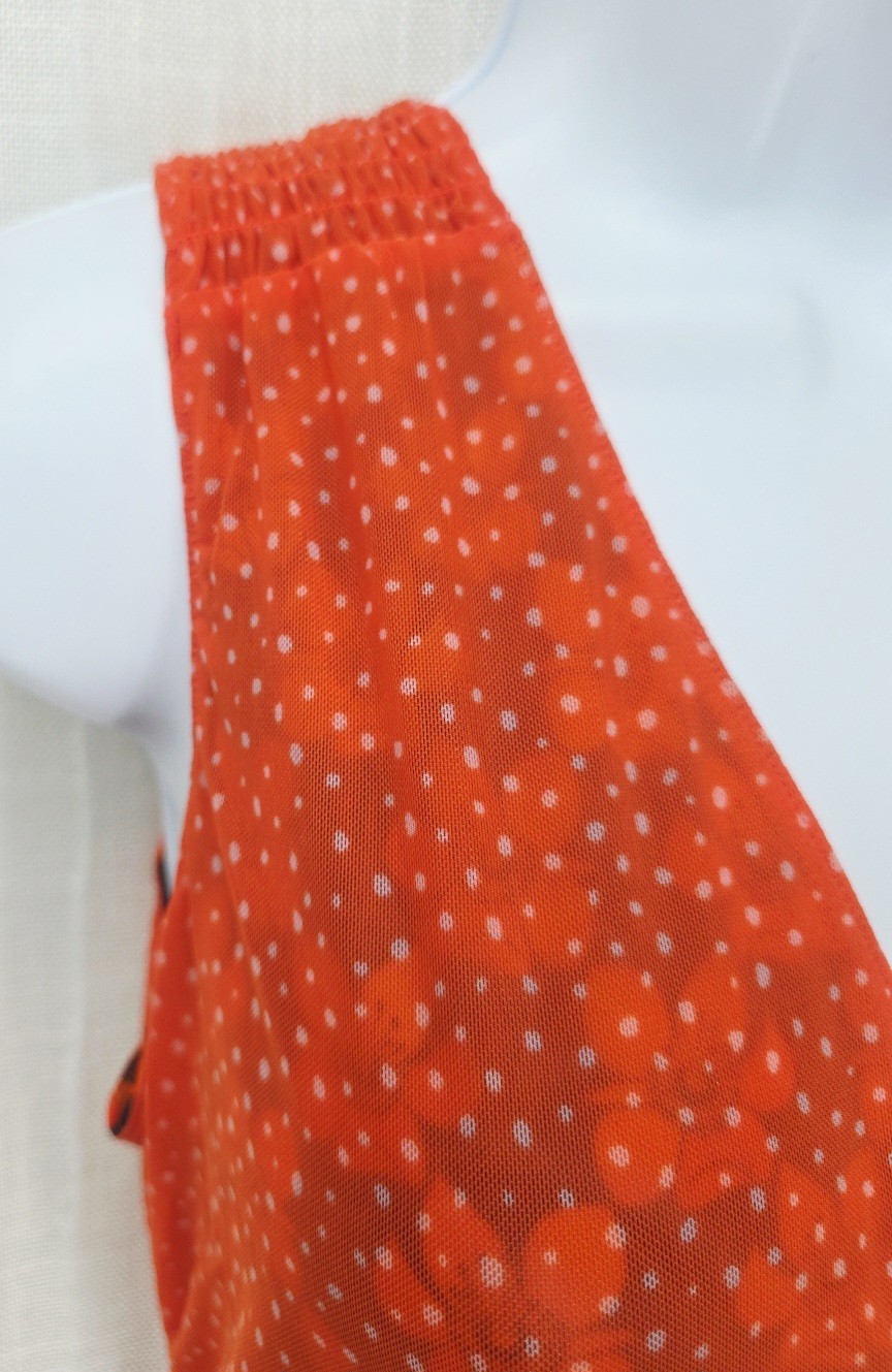 CAbi Reversible Midi Flip Dress Floral & Dots Wide Strap Cinched Accents👗#6370