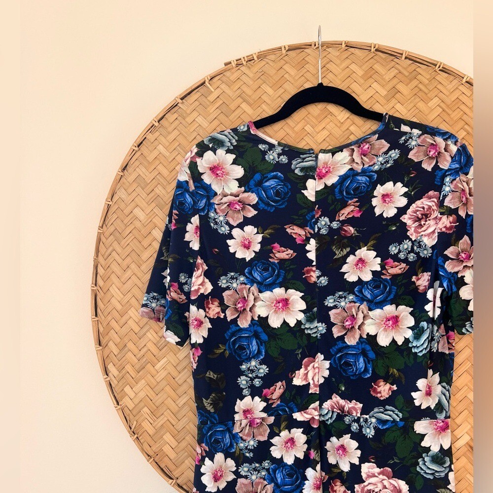 GORGEOUS ERDEM SUMMER FLORAL-PRINT PONTE DRESS STRETCHY SLIP-ON EUC