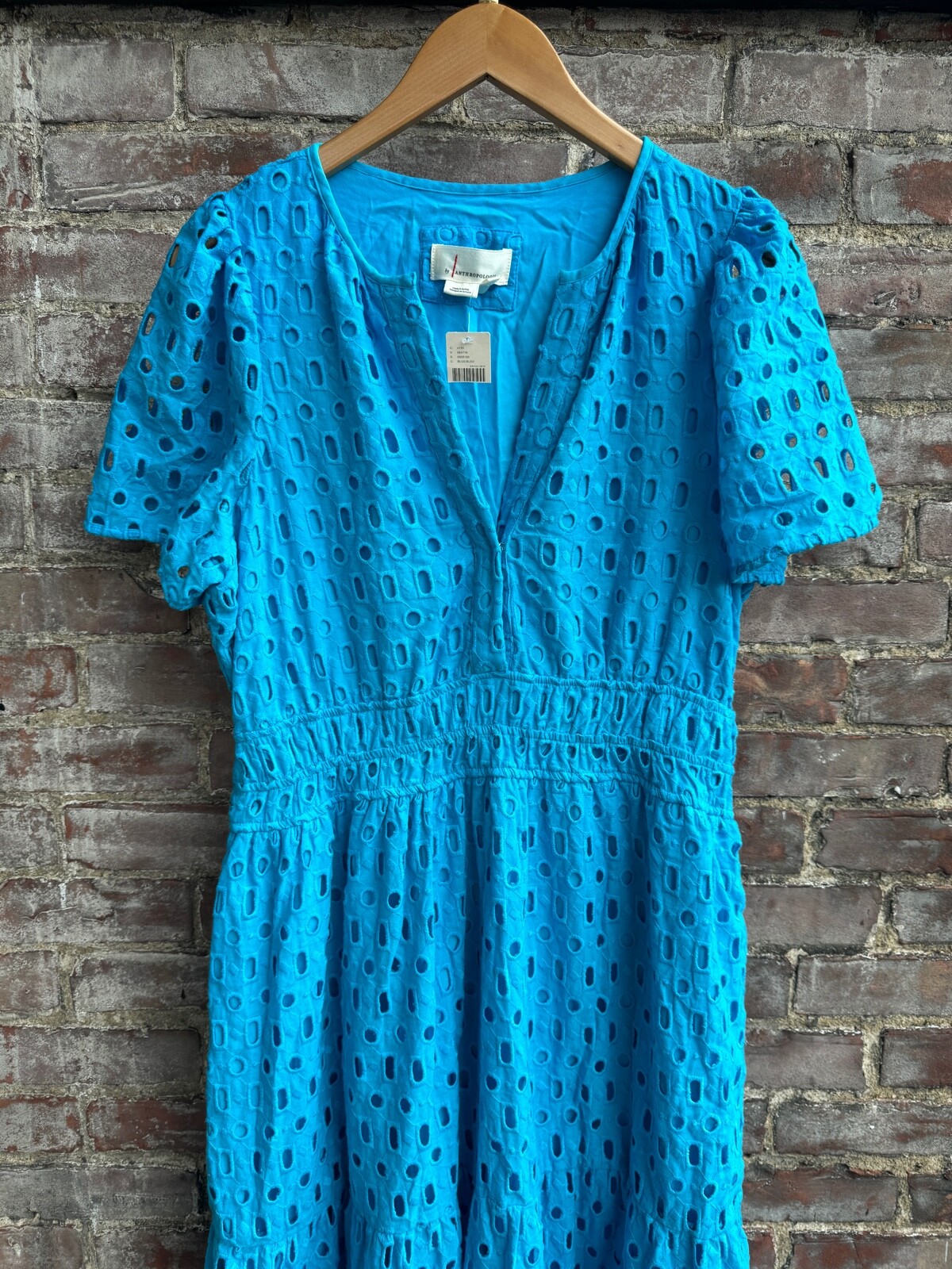 NWT Anthropologie Somerset Maxi Dress Eyelet Brown White Blue Yellow Pink