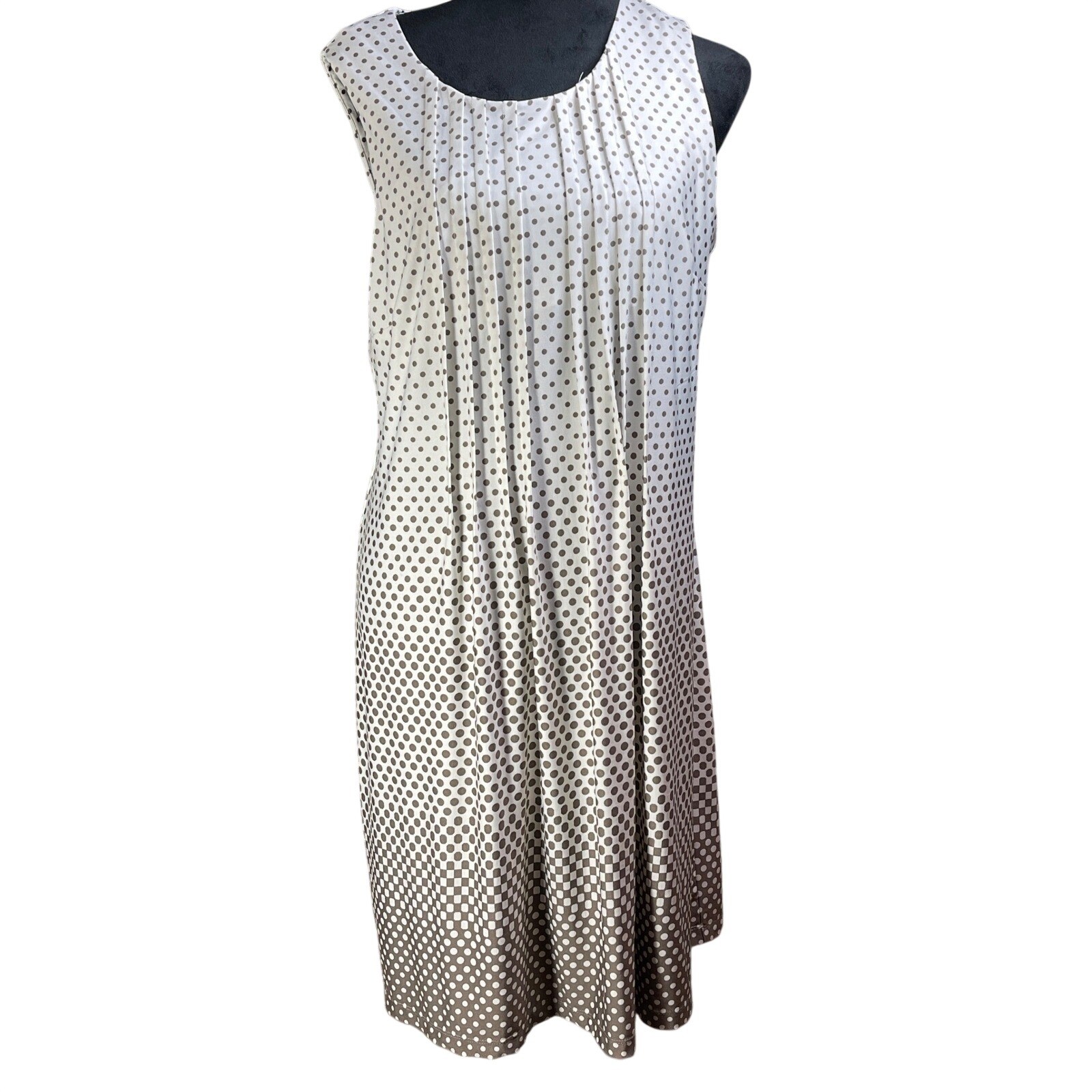 Perceptions New York Women XL Polka Dot Ombre Pleated Sleeveless Shift Dress