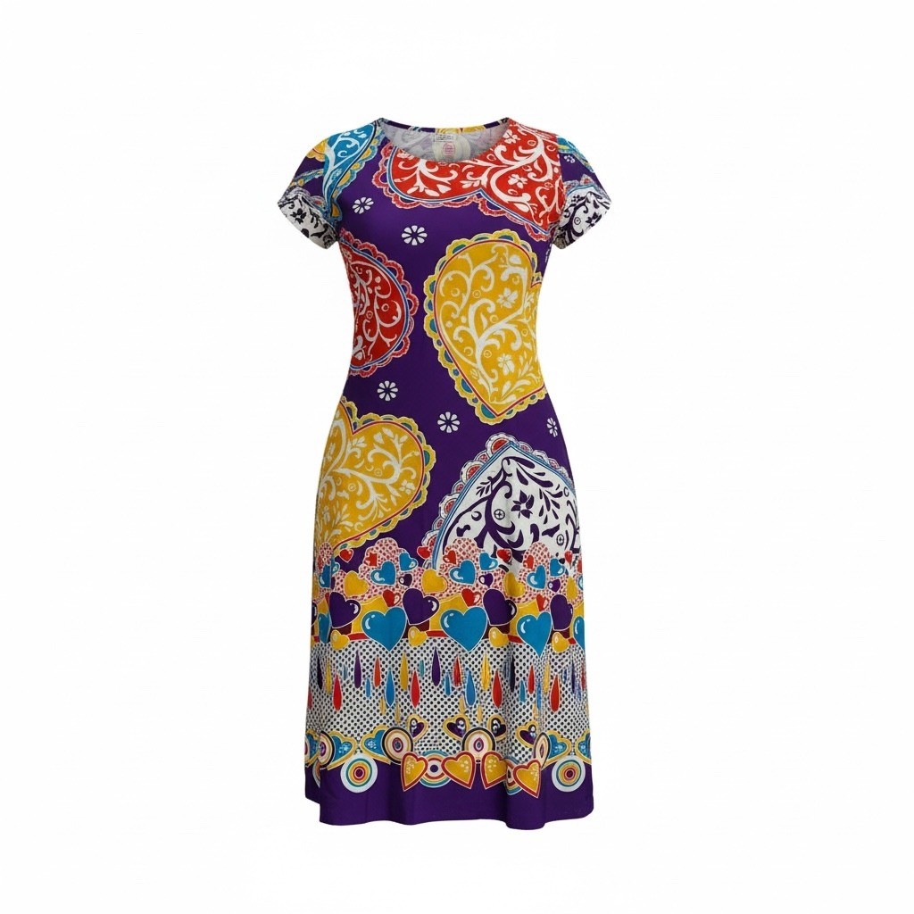 Baju Batik Aladdin Medium Purple Heart Paisley Print Cap Sleeve Indonesia Boho