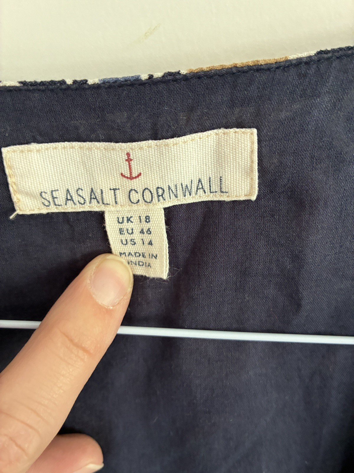 Seasalt cotton midi maxi dress feather slate size 18 summer holiday casual blue