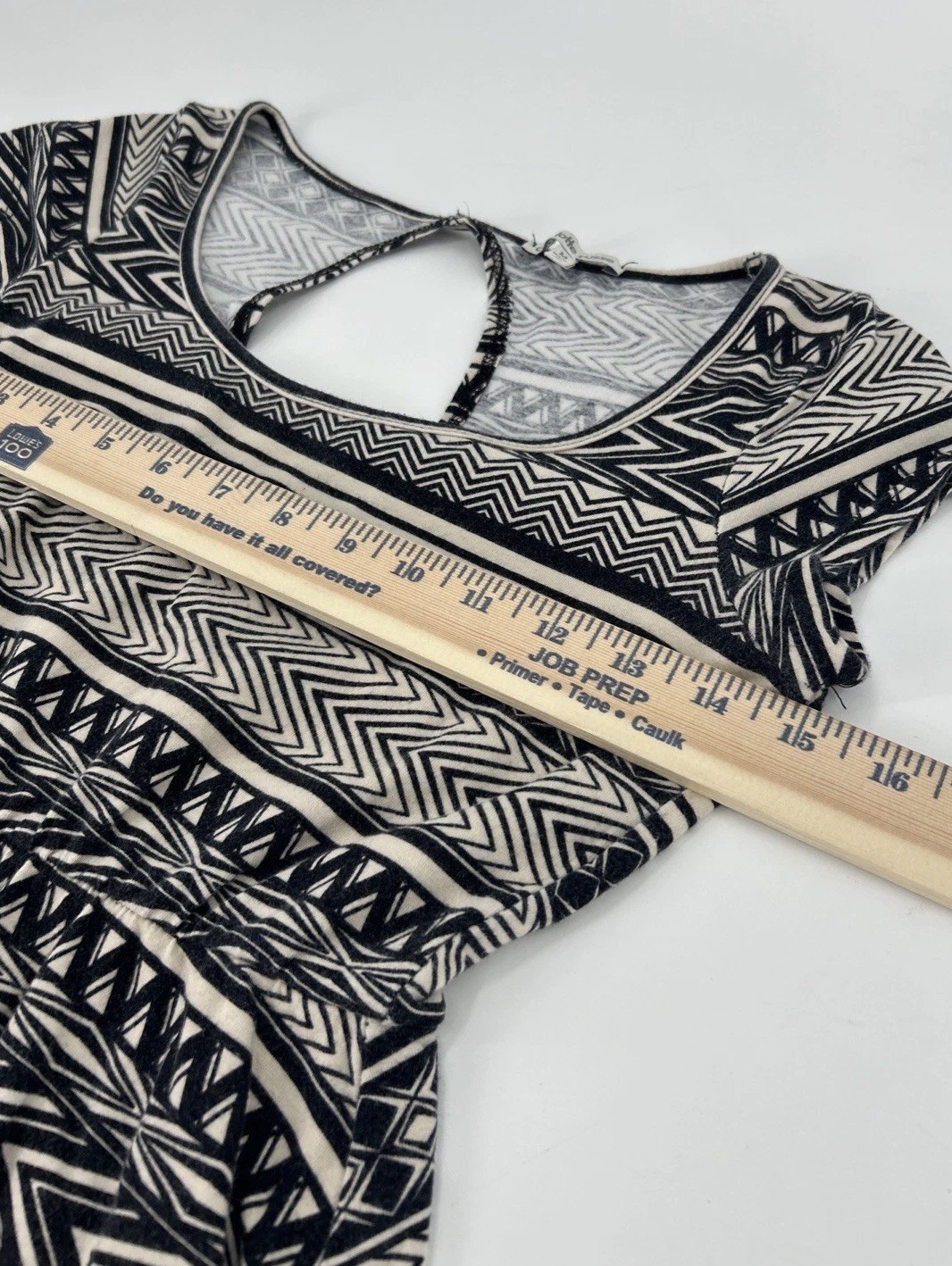 Charlotte Russe Womens Black White Geometric Tribal Skater Dress Keyhole Back M