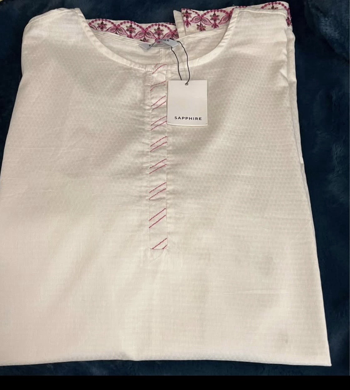 Pakistani Embroidered Dobby Lawn Shirt.Fabric for Summer.Size Large.