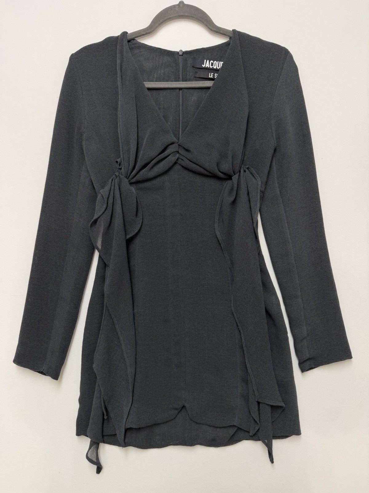 Jacquemus Le Souk Mini Dress Women’s Size 34 Charcoal Gray Polyester Wool Blend