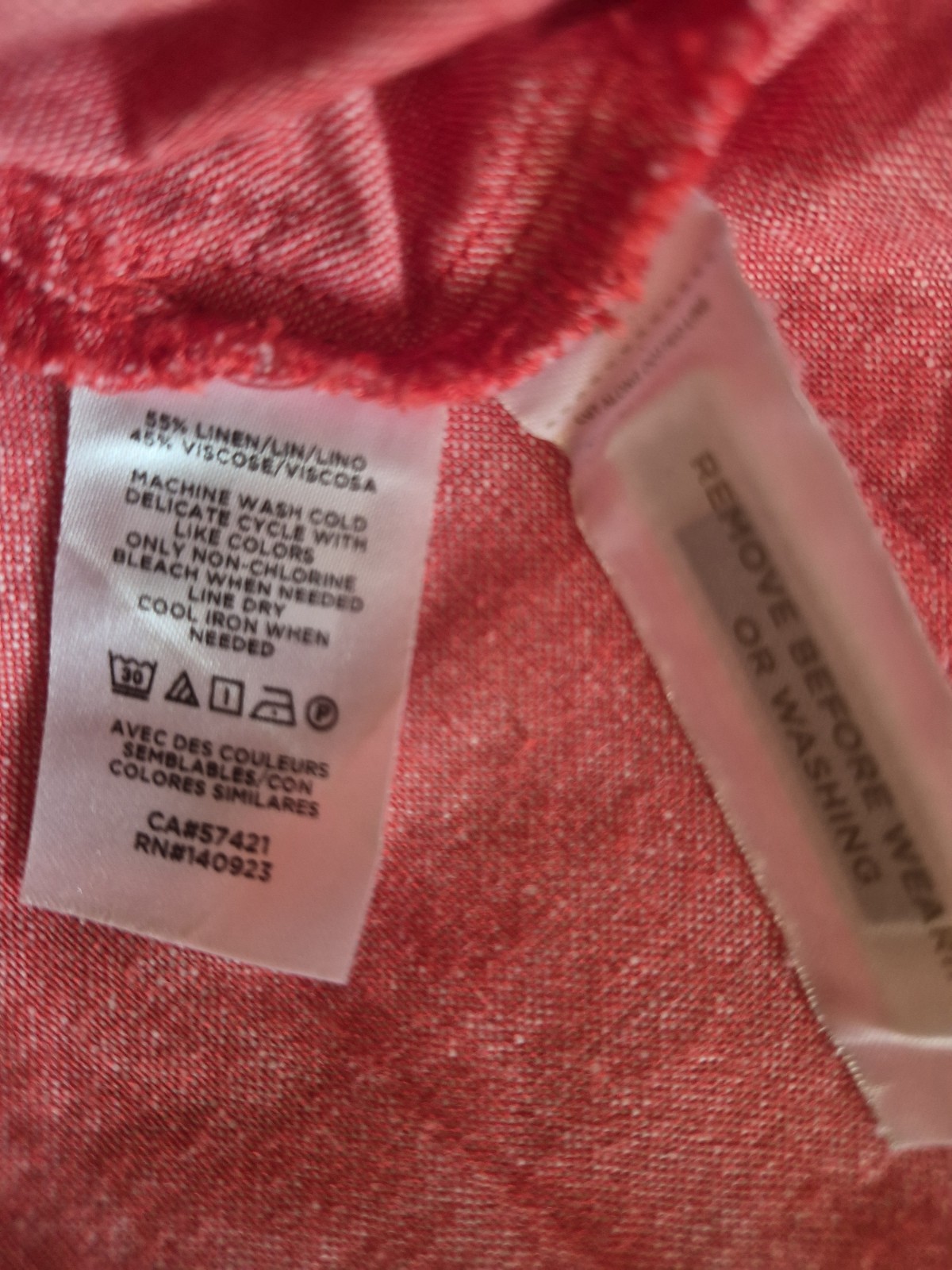 LOFT Plus Size XXL Linen-Viscose Blend Shirt, Coral, Relaxed Fit, Summer Casual