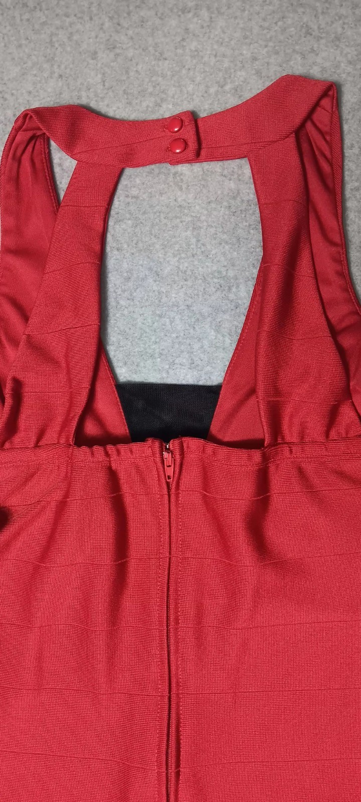 NWT! Deb Mini Slip Dress Womens Size 7 Red Mesh Vneck Button Zip Up Formal…