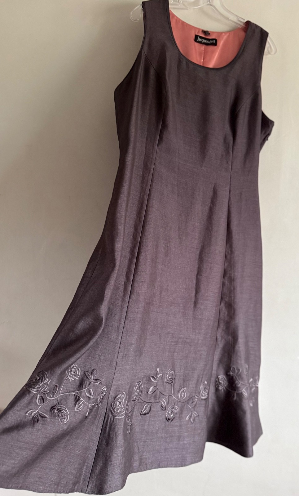 JACQUES VERT PURPLE MARVE SLEEVELESS FLORAL DETAIL SHIFT MIDI DRESS SIZE:18