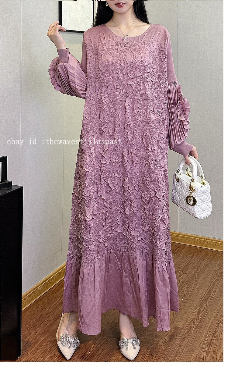 Fashion Dress Design Round Neck Lantern Sleeves Loose Large Size Fishtail Skirt