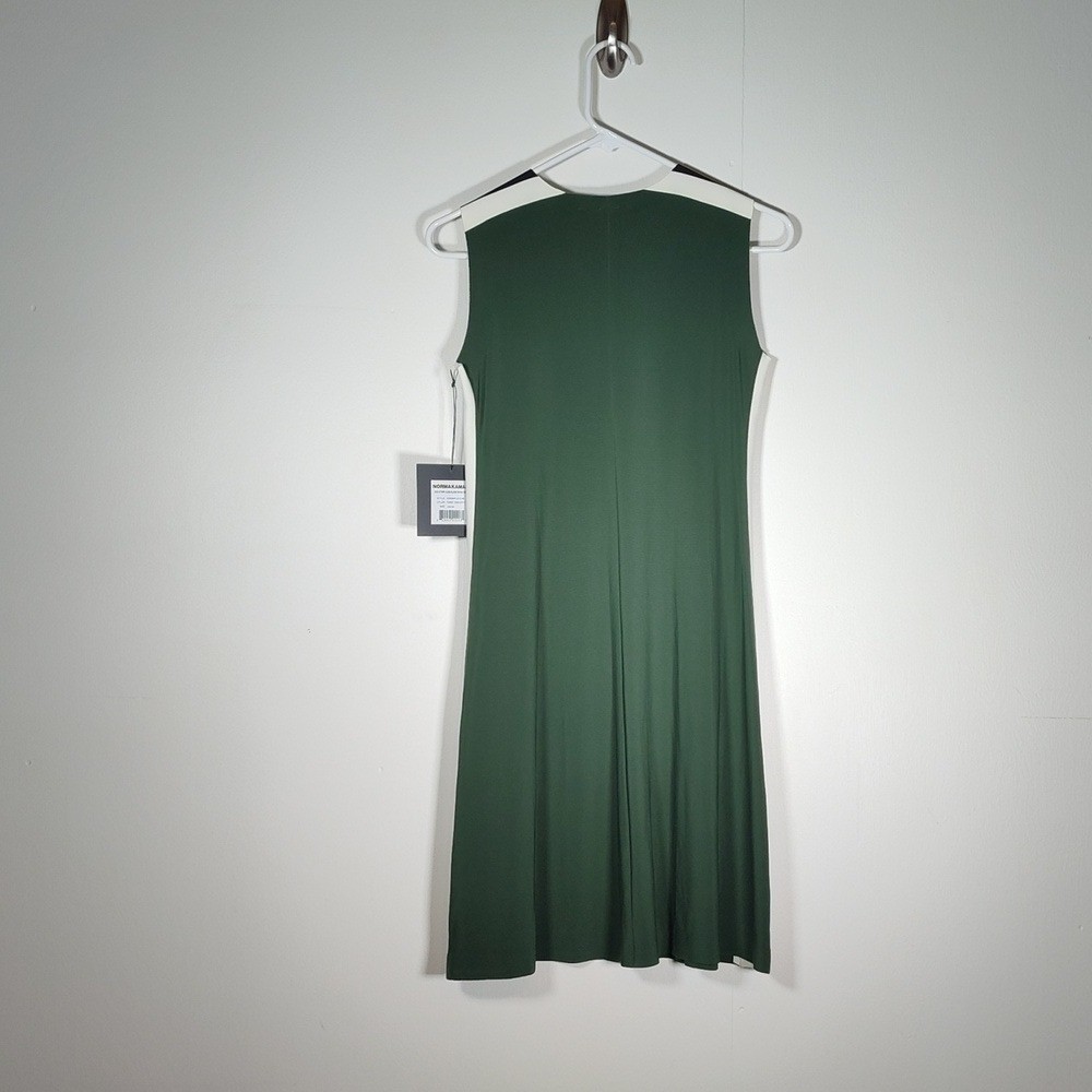 NWT Norma Kamali Side Stripe Sleeveless Swing Dress in Forest Green XS