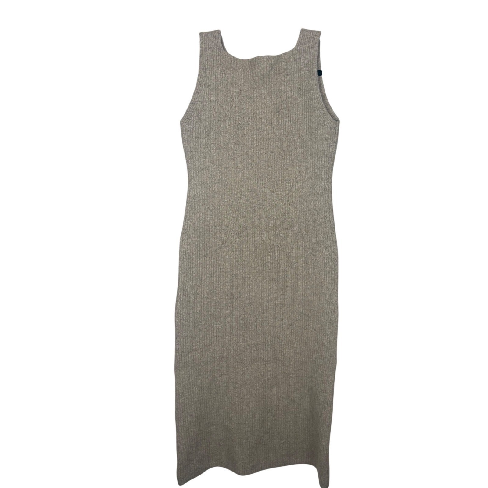 Missing You Already Cashmere Ribbed Knit Sleeveless Midi Dress Taupe in Taupe