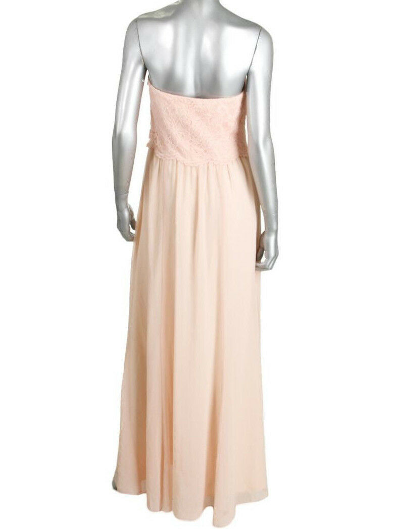 ,Ralph Lauren Formal Evening Pink Chiffon Strapless Evening Dress Size AU10 US6