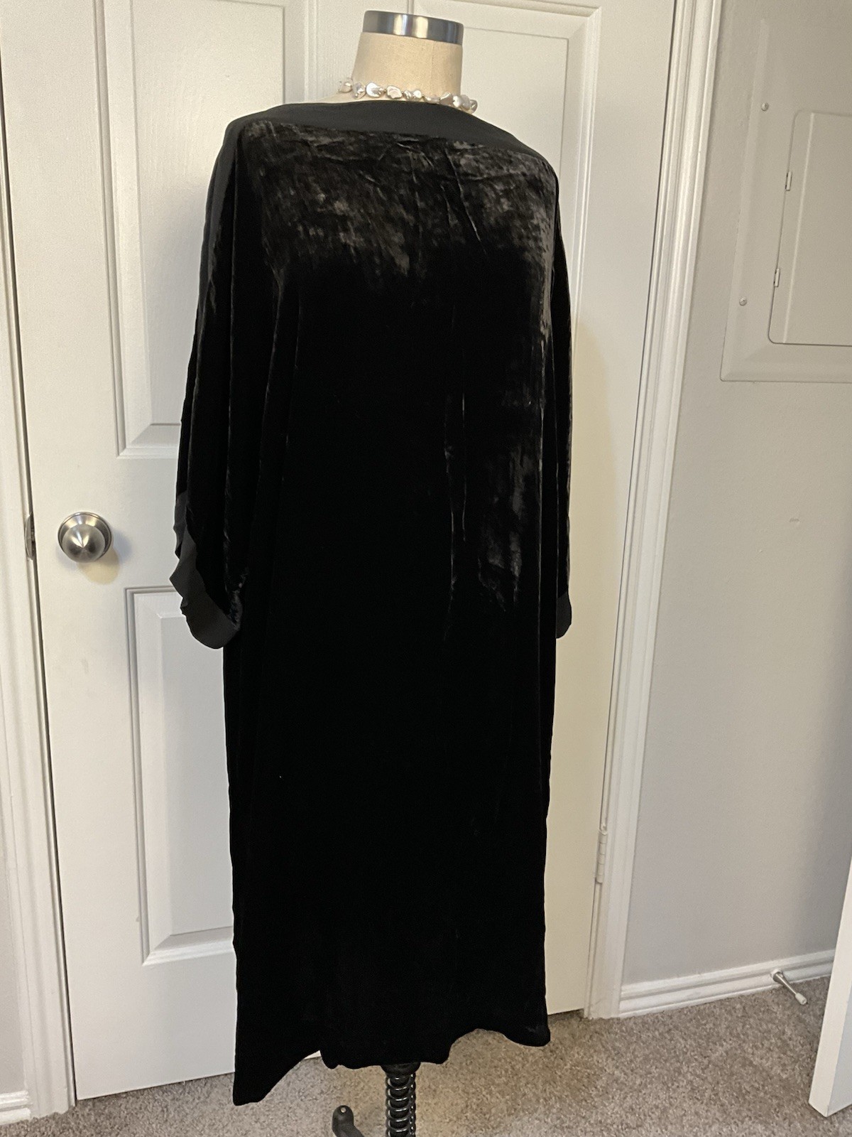 NWT Eileen Fisher Long Black Velvet Midi Dress Classic Holiday 3X Retail $368