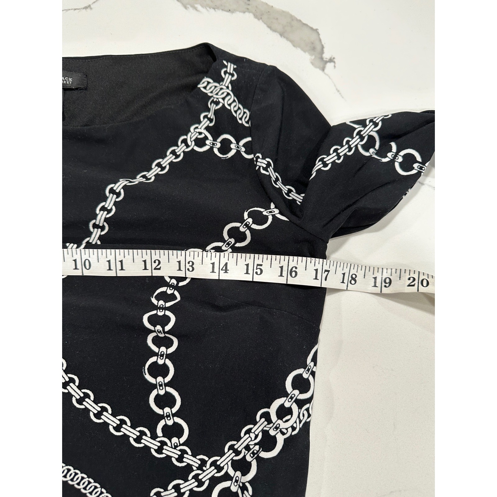 White House Black Market Chain Print Sheath Dress Black White XS