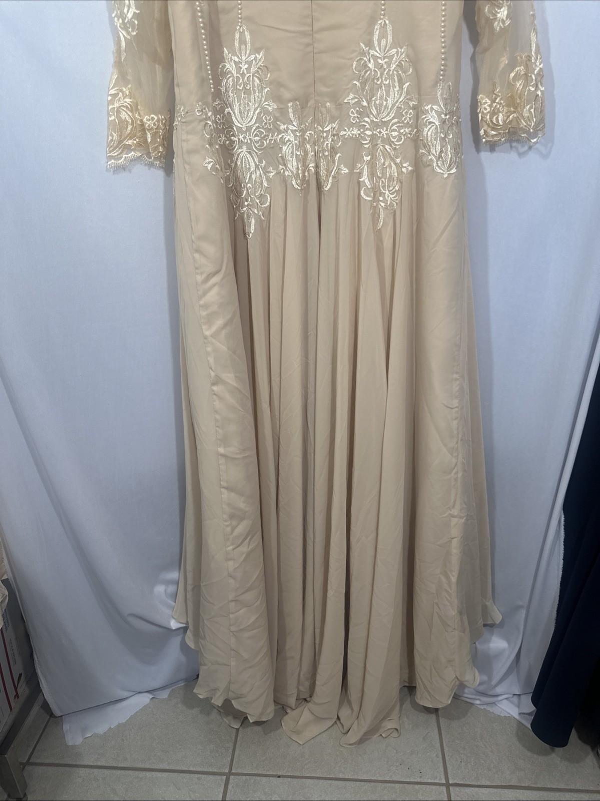 NEW UNBRANDED [ 18W Plus Size ] Applique Chiffon Champagne Mother of The Bride