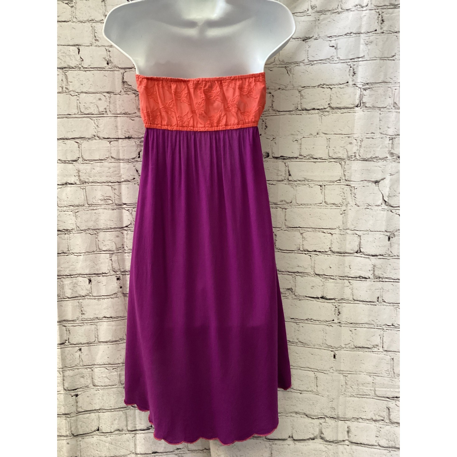 Flying Tomato Boho Strapless Embroidered Purple Coral Tassel size sm festival