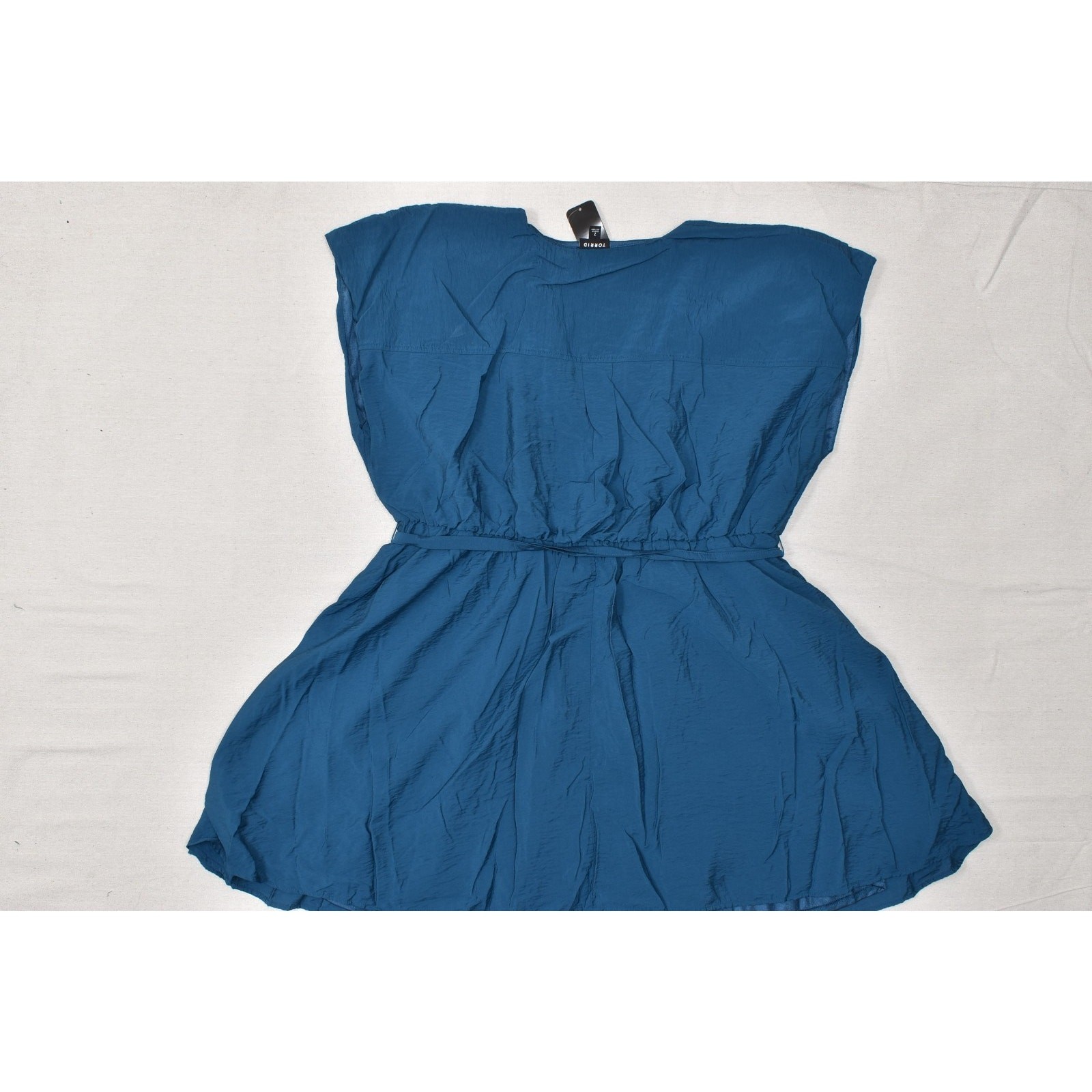 Torrid Plus Size 2 (18-20) Blue Mini Surplice Georgette Tie-Waist Dress NEW