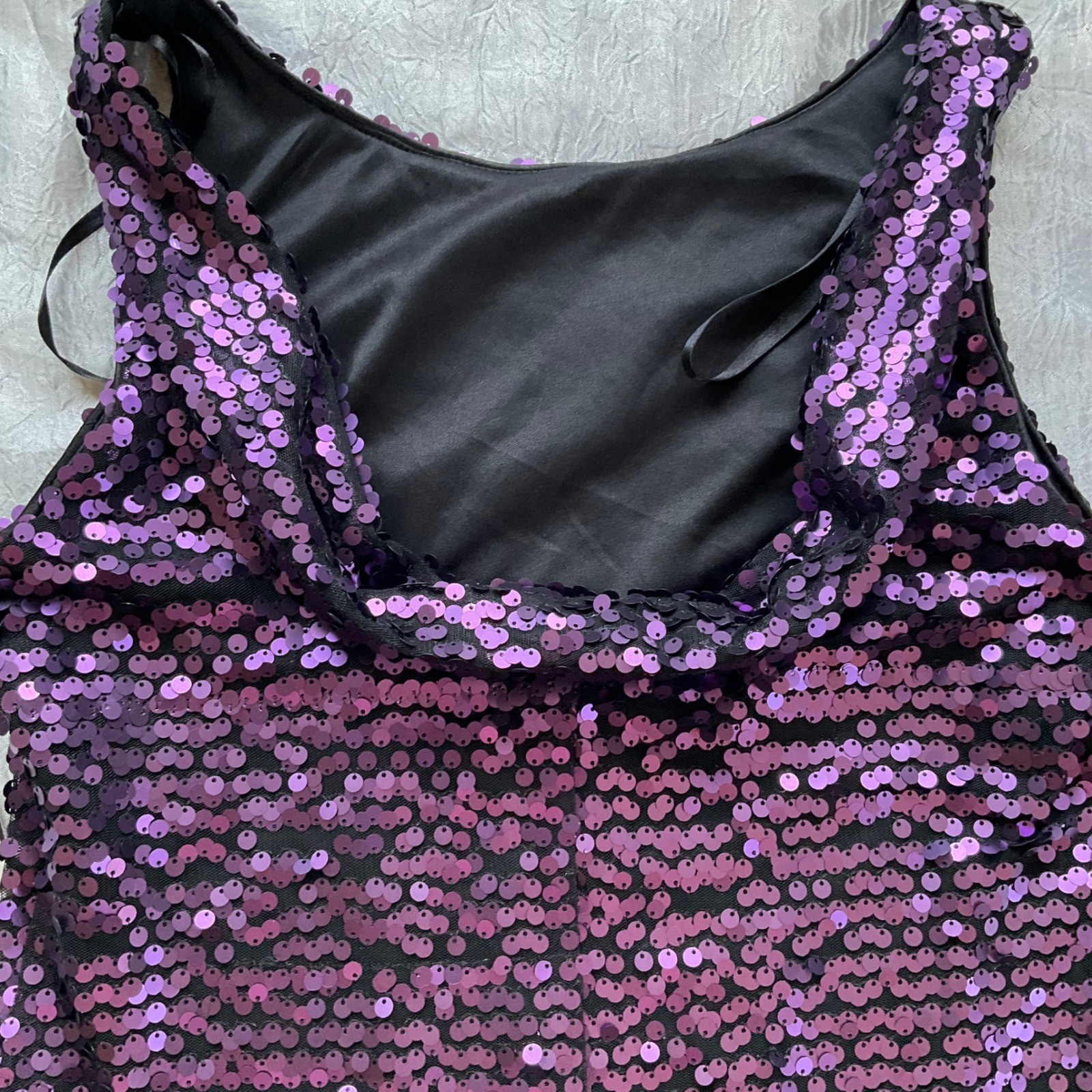 NWT Jessica Howard Sequin Mini Dress 8 Eggplant Purple Low V Back Cocktail Party