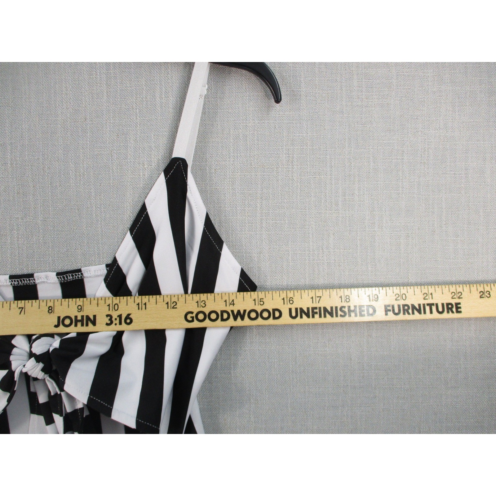 Womens Black White Vertical Stripe Tie Front Cutout Mini Dress Sleeveless