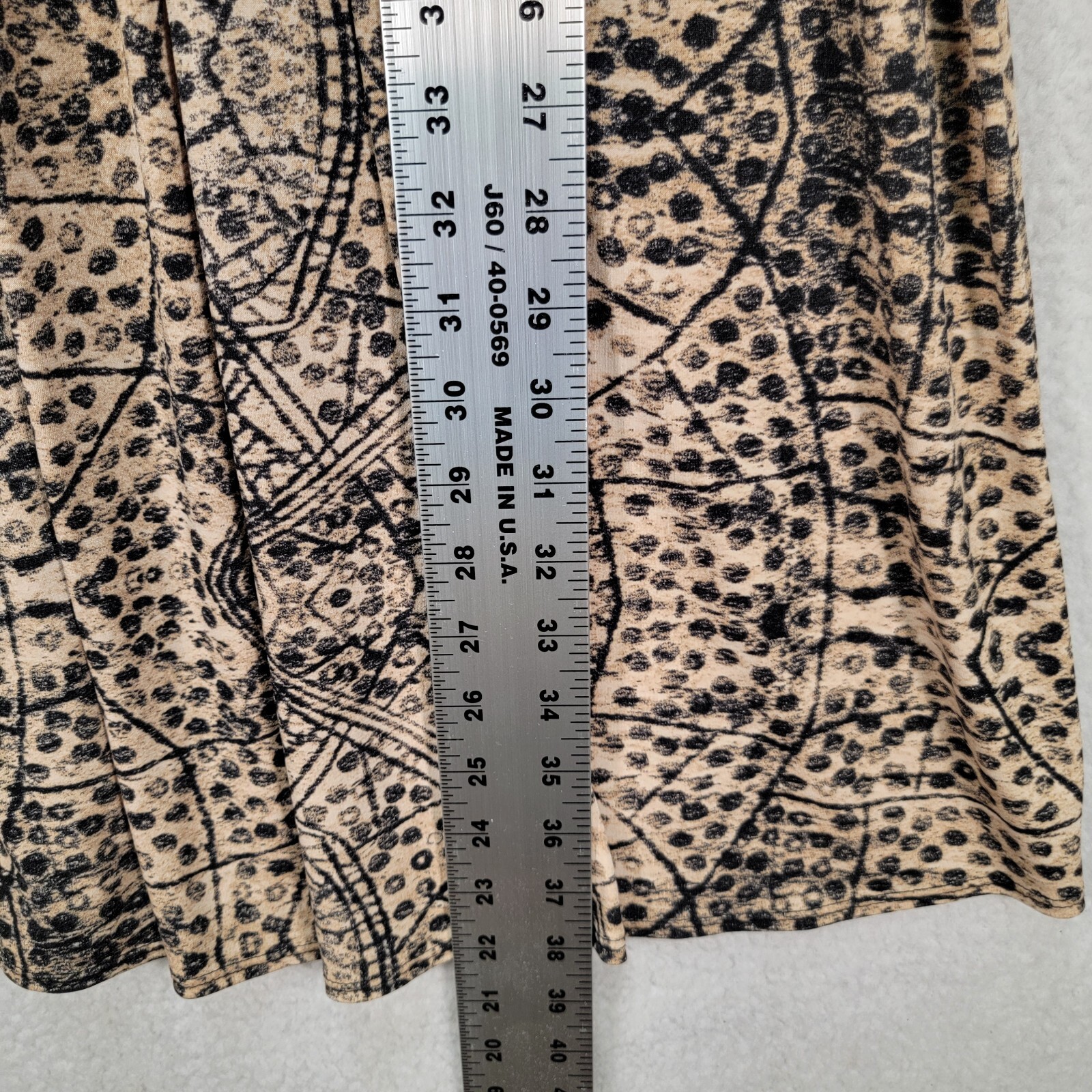 Vtg 90s Max Edition Beige Retro Print Jersey Stretch A Line Womens Dress Size M