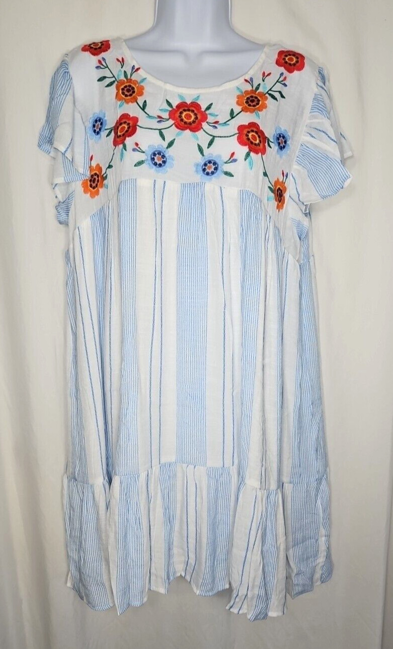 Perch by Blu Pepper Juniors Striped Babydoll Style Mini Dress Size 1X – NWT