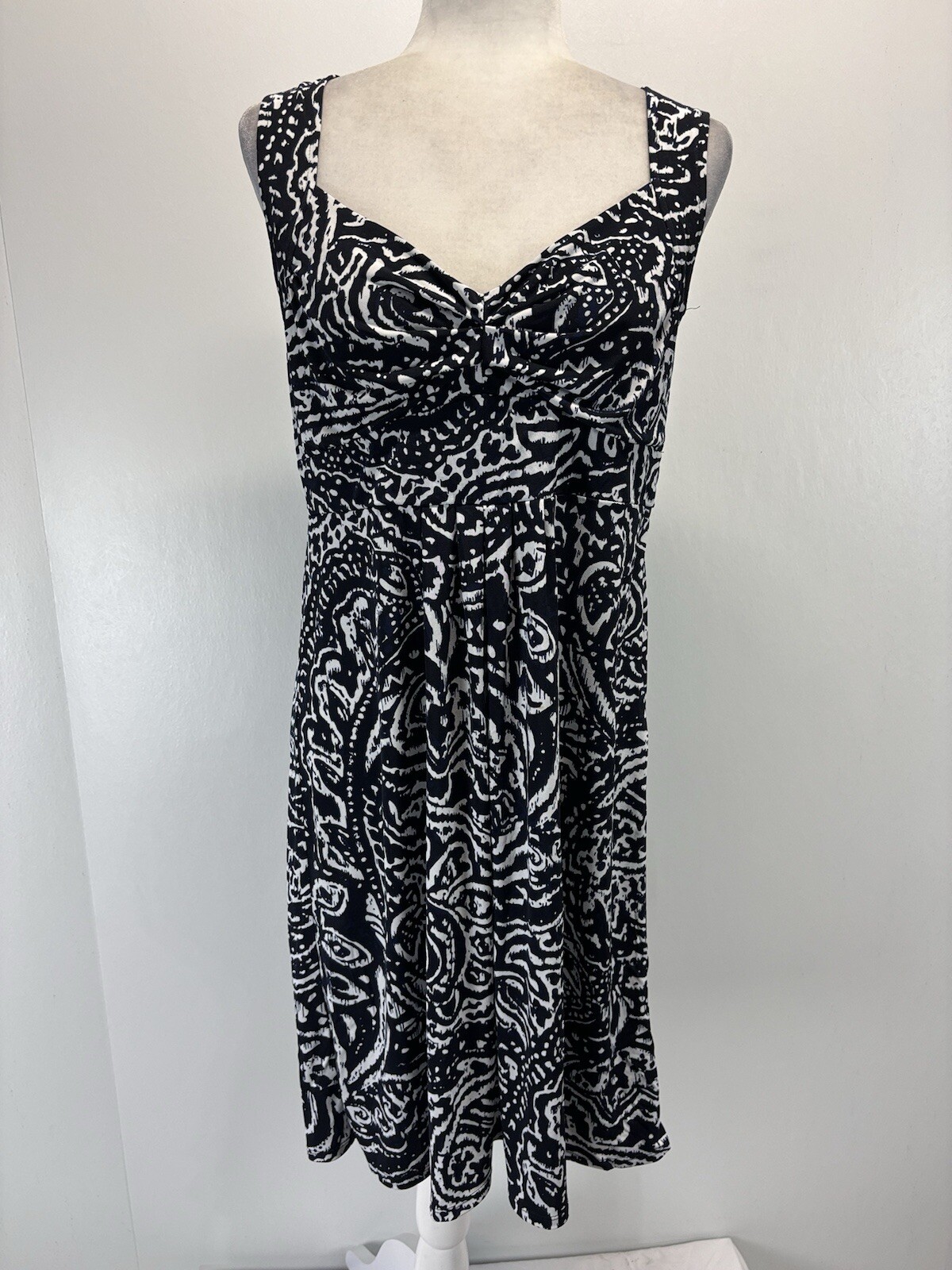Ann Tayor LOFT Dress Sz 8 Blue White Paisley Sleeveless Comfort Lightweight