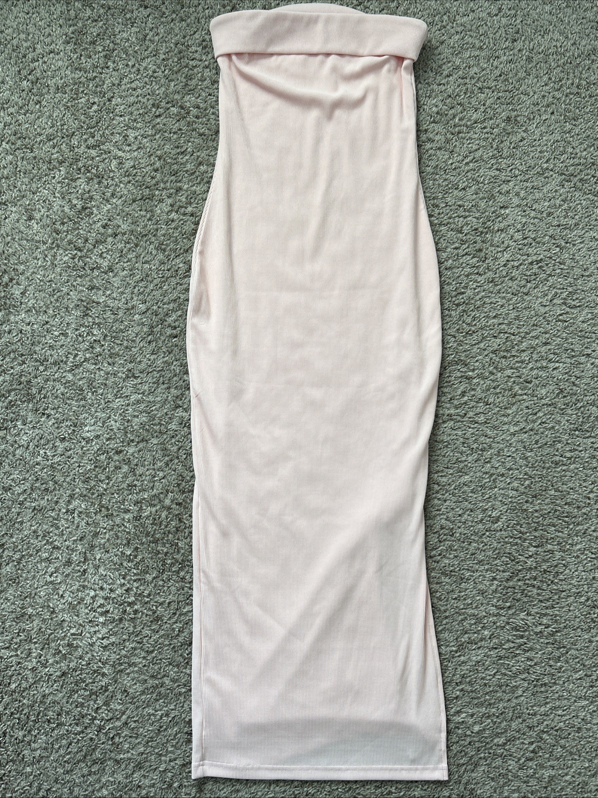 PRETTYGARDEN Strapless Ribbed Bodycon Maxi Tube Dress Side Slit Summer XS