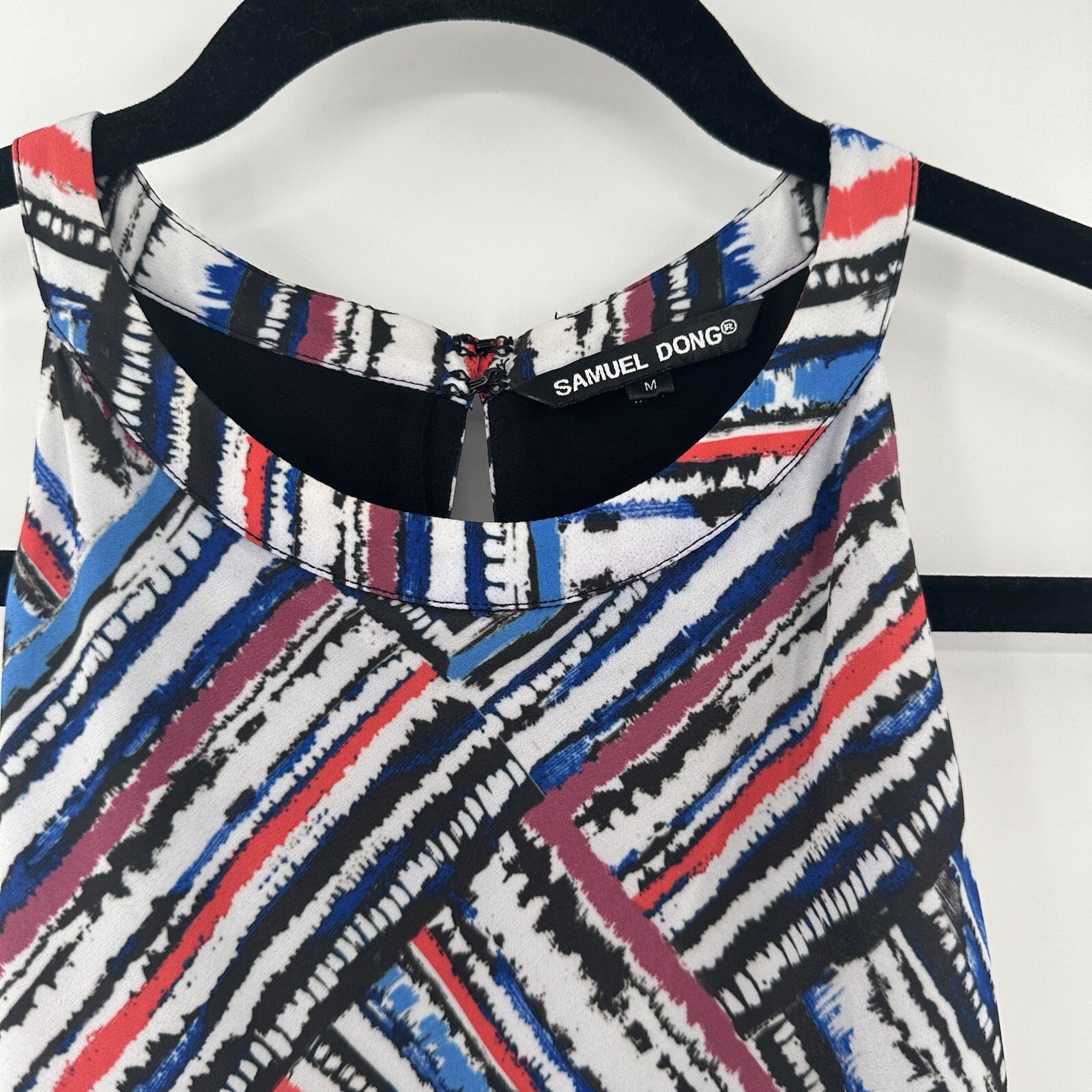 Samuel Dong Sleeveless Drape Colorful Dress Size Medium