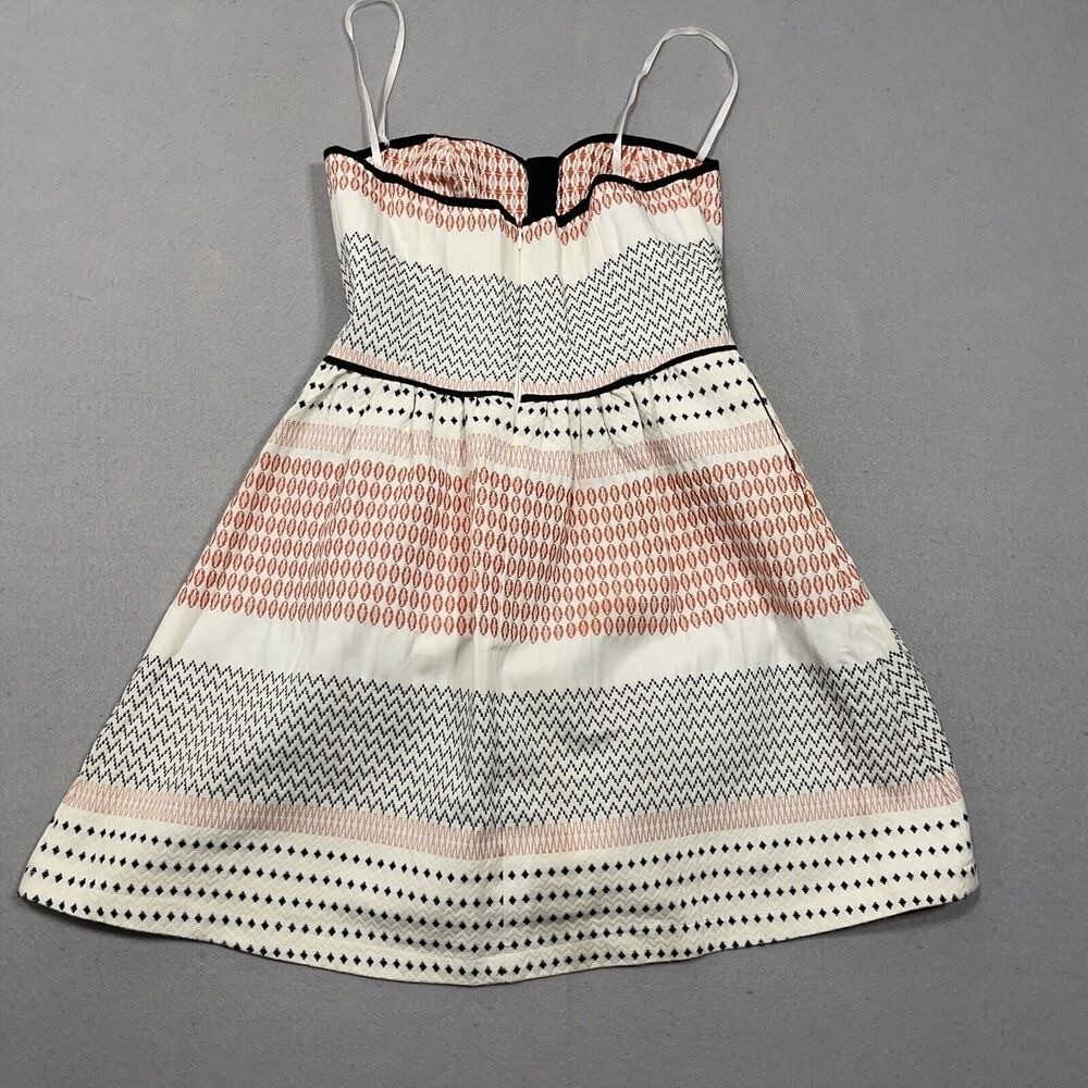 Ella Moss Strapless Embroidered Fit Flare Dress Womens Size S White Black Pink
