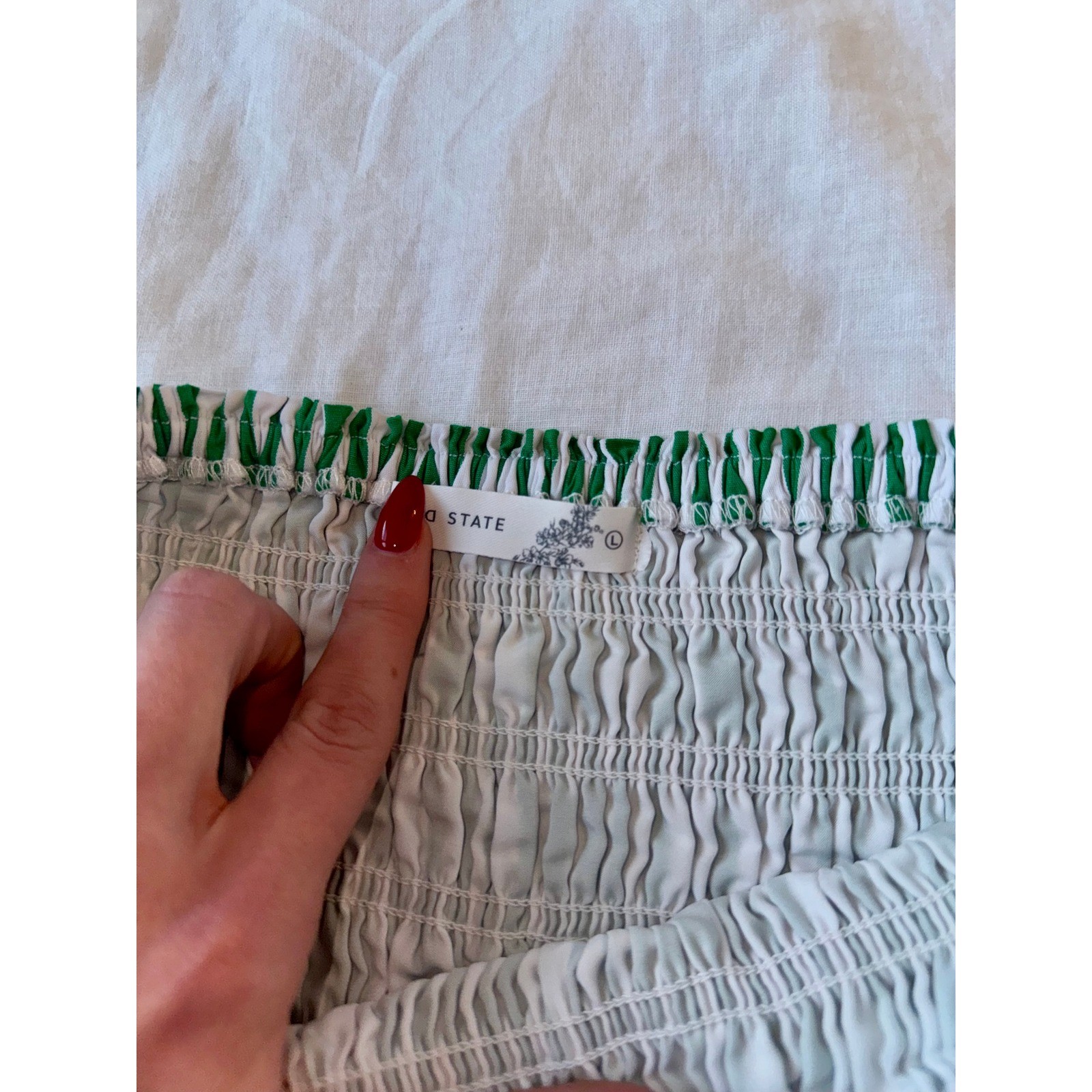 Altar’d State Strapless Mini Dress Women’s Size Large Striped Green and White