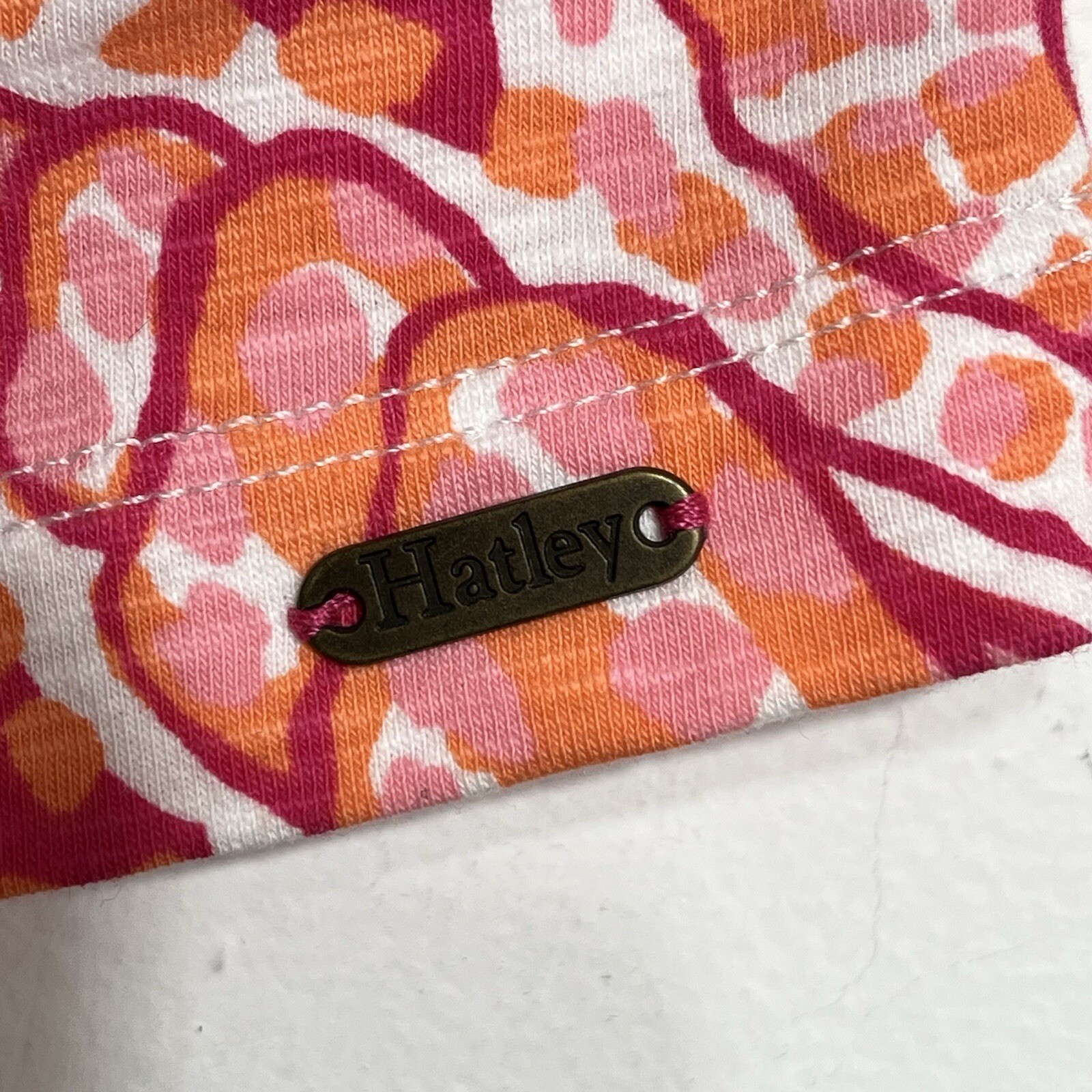 Hatley Pink Orange Seashell Print 3/4 Sleeve Shift Dress Women L/G