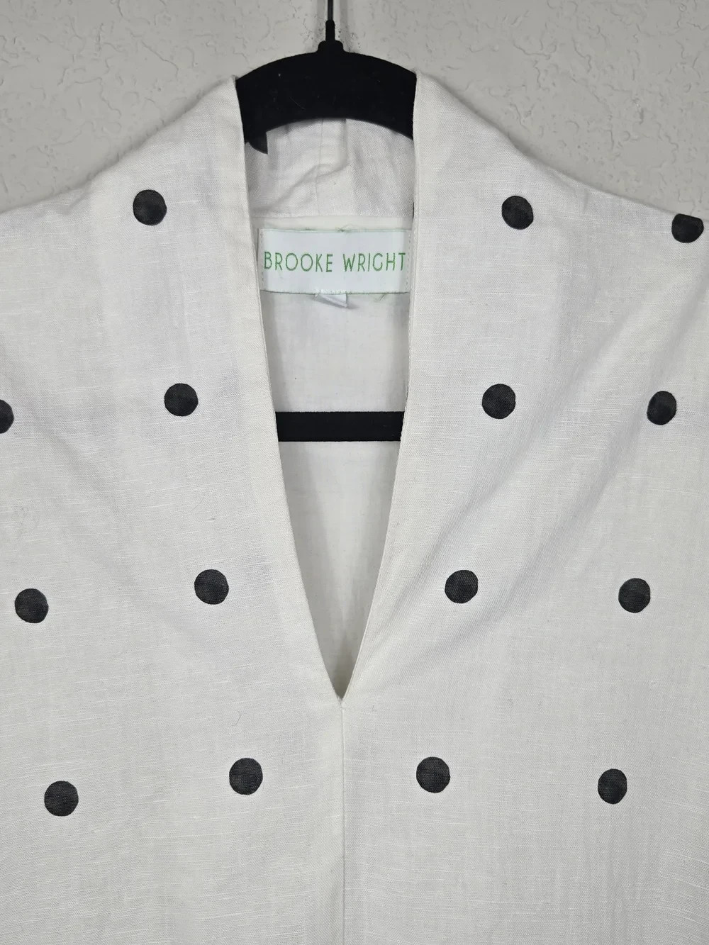 Brooke Wright Nancy Linen Cotton Polka Dot Shift Dress Lined Women’s Medium