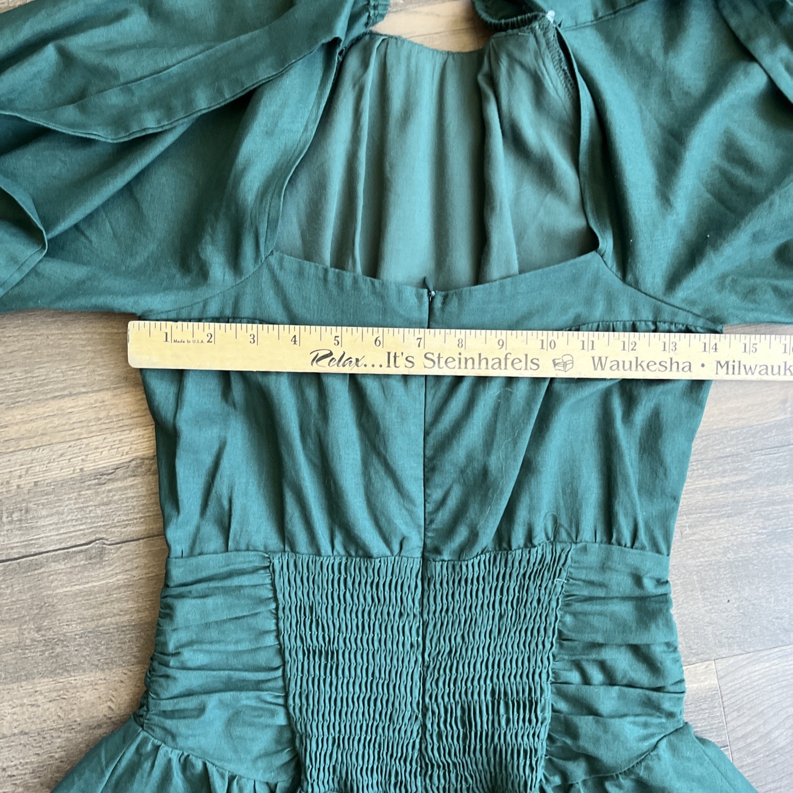 All About May Tiered Mini Dress Cotton Linen Blend Balloon Sleeves Back Tie Sz 2