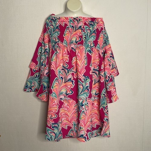 NWOT Southern Frock Crepe Off The Shoulder Tunic Style Dress Women Size M Pink