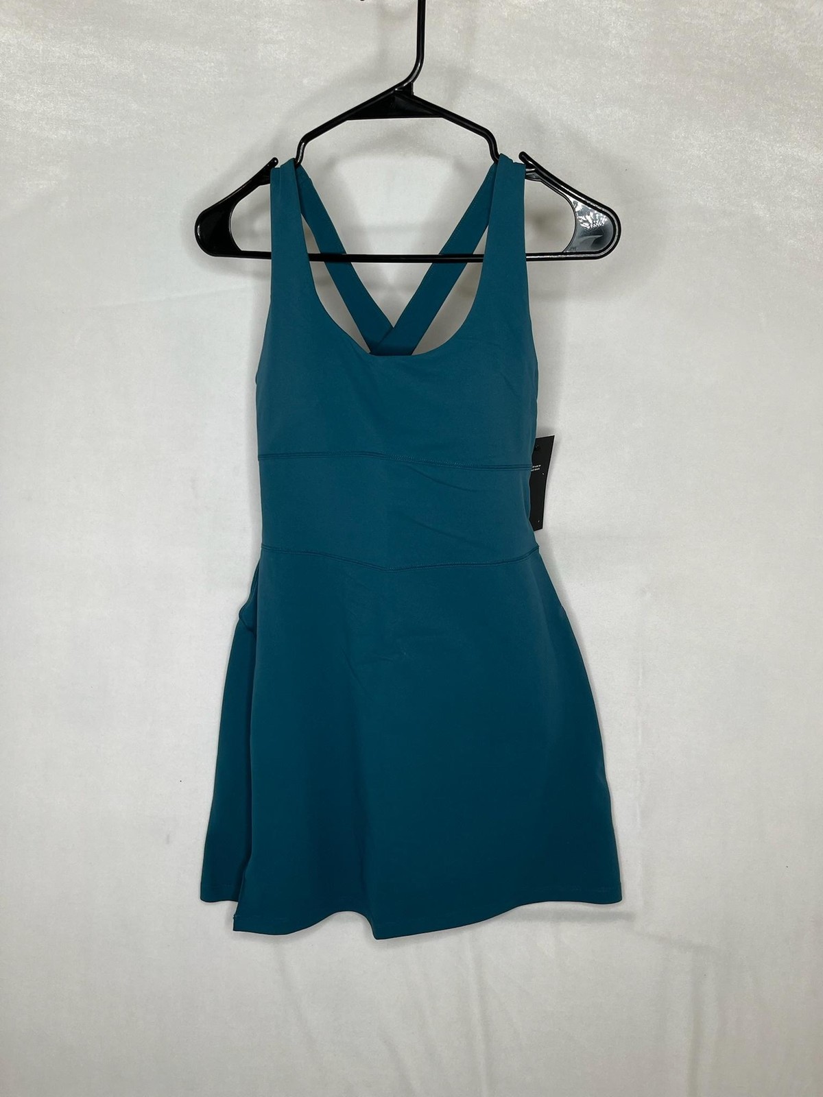 Fabletics Dress Womens Small Green Abyss Define Performance Mini Fit Flare Tank