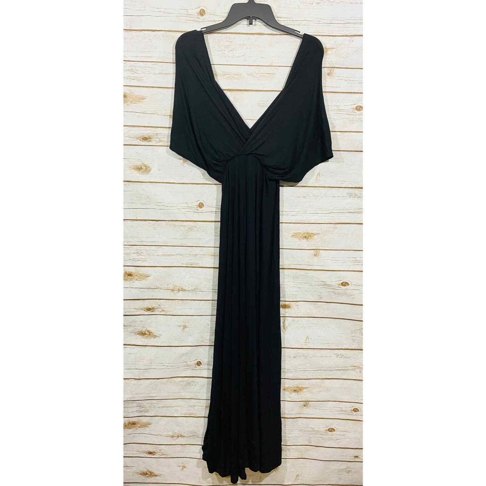 24seven Comfort Apparel Women’s Maxi Dress Smocked Waist, Size M, Black
