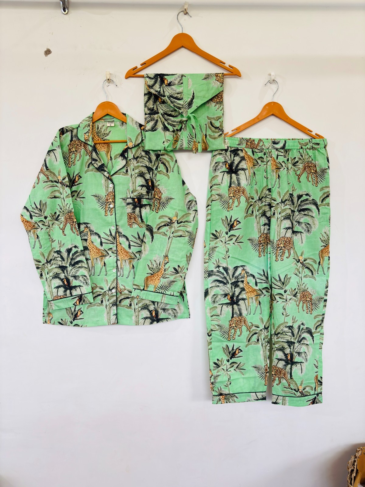 GiraffePrint Cotton Pajama Set:Summer Loungewear night wear for woman’s giftitem
