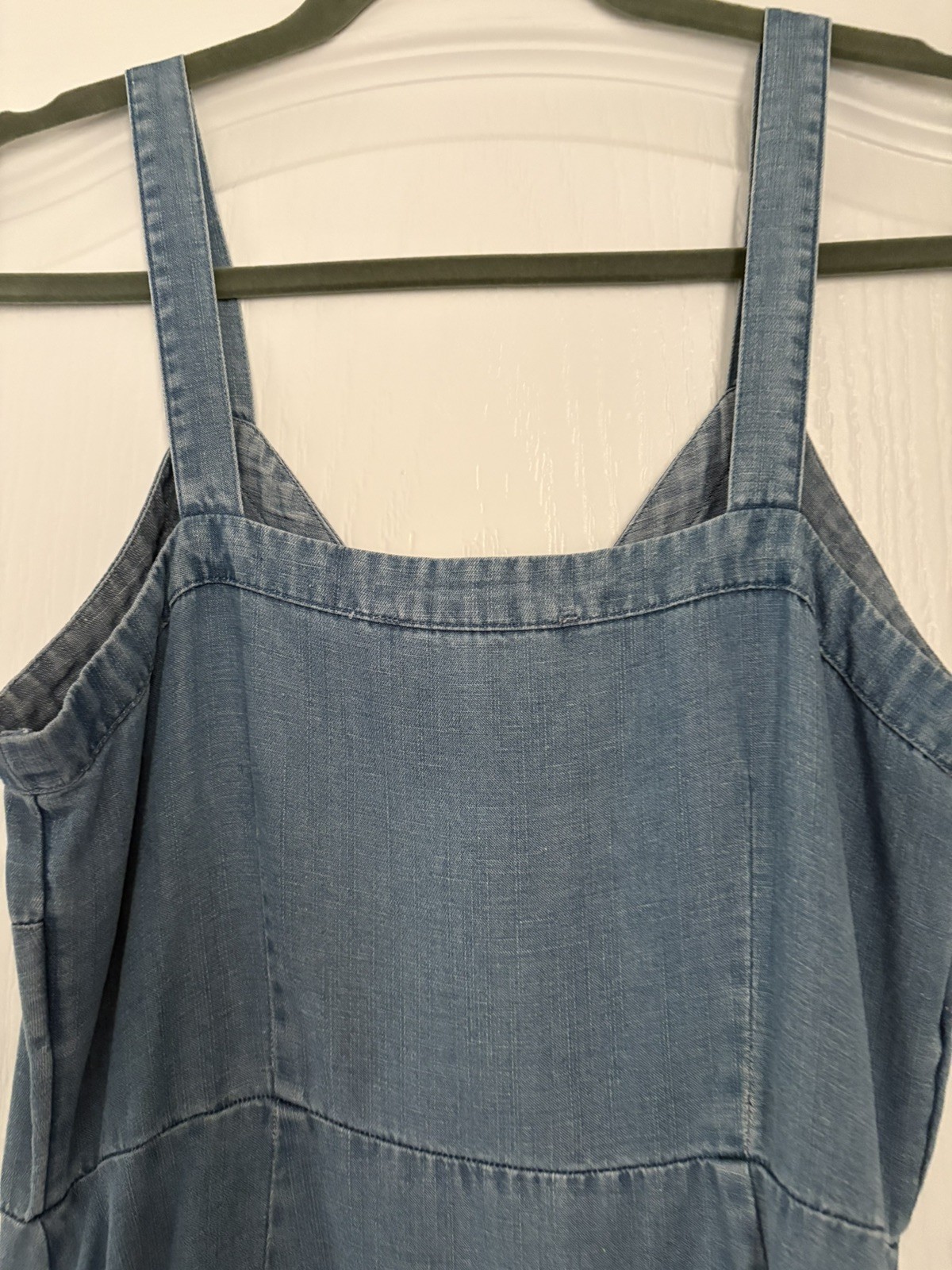 LOFT Soft DenimLinen Modal Blend Button-down Maxi Tiered Ruffle Dress Sleeveless