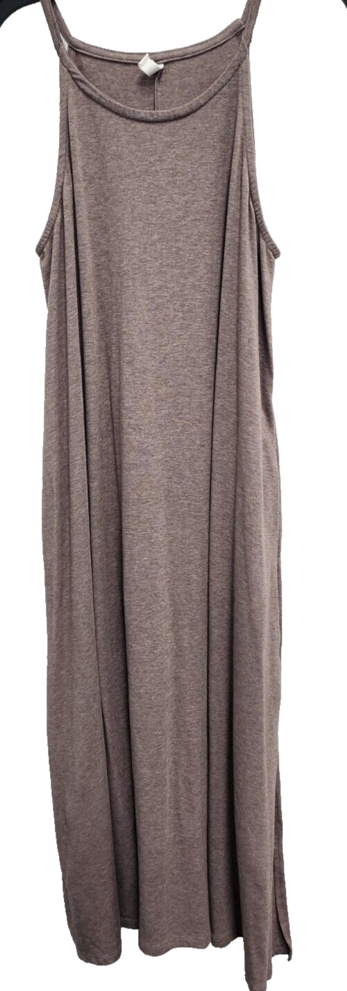 Wishlist BOHO Lagenlook Maxi Dress Womens M/L Brown Double Side Slit Sleeveless