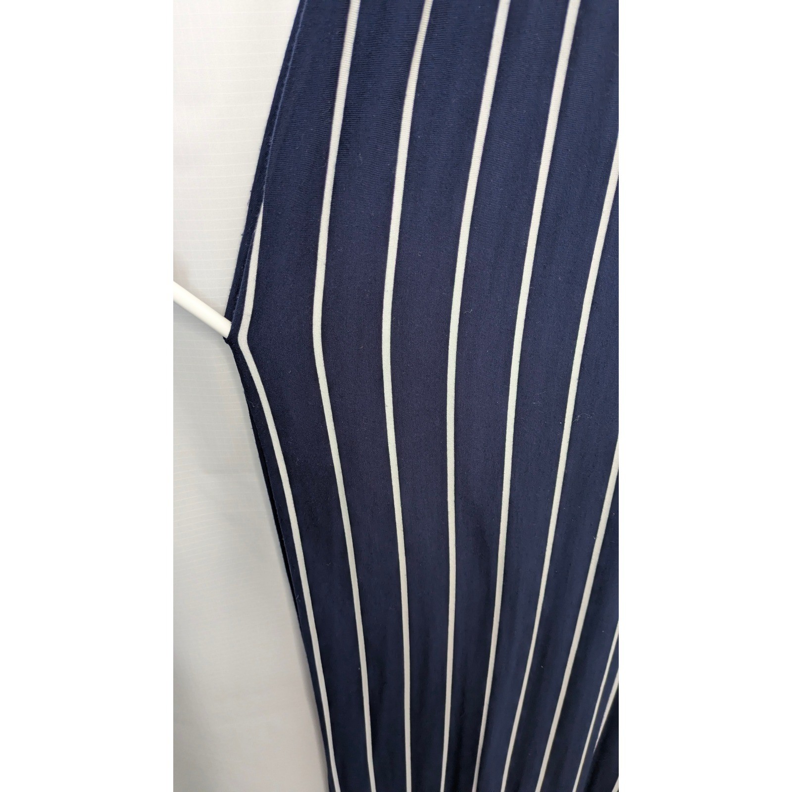 Hount Womens Large Navy White Striped Sleeveless Maxi Dress Pockets Casual