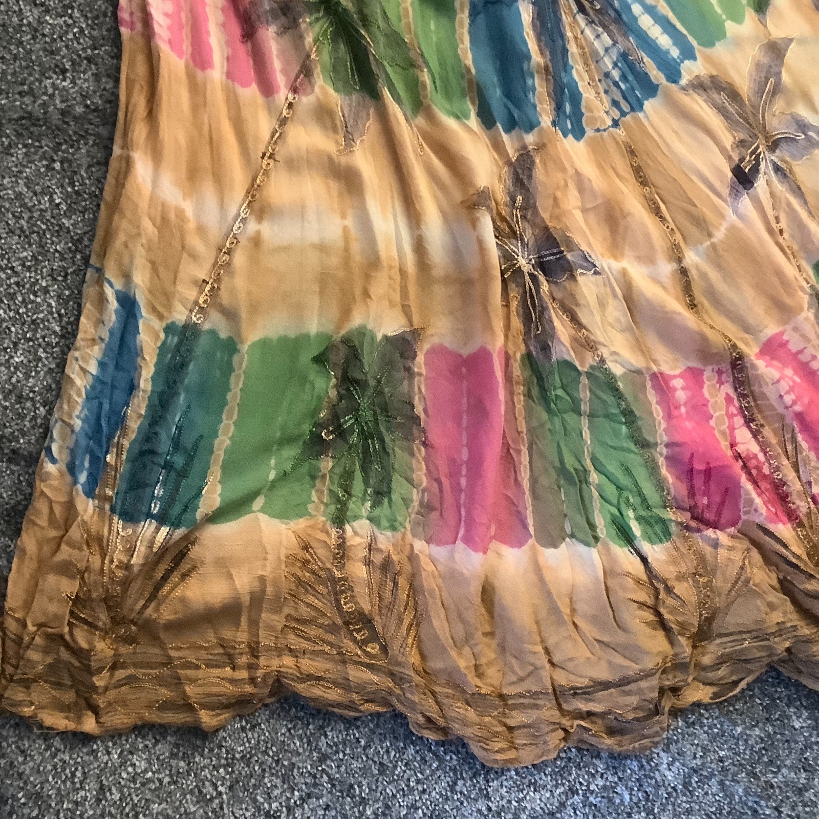 Corte Hindú Womens Multicolor Rayon Dress Free Size 42 Inch Length Boho Summer