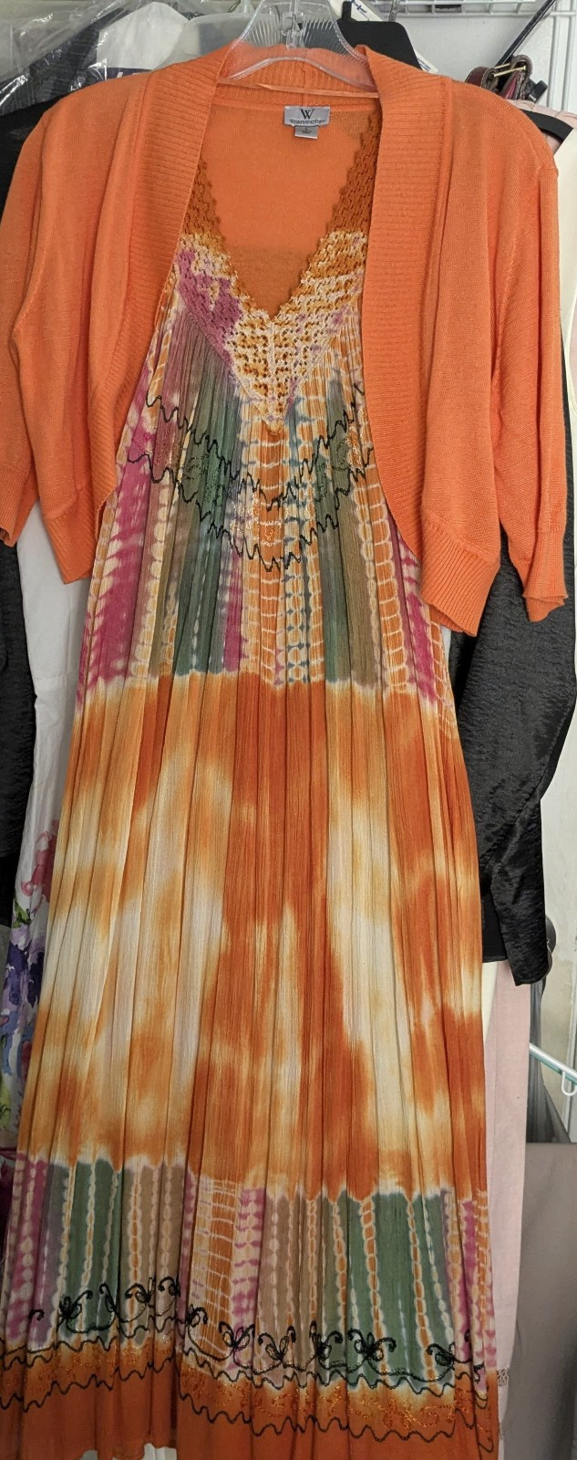 Jessica Taylor Semi Tie-dyed, Multicolored Midi Sundress ‘One-size’ with Shrug