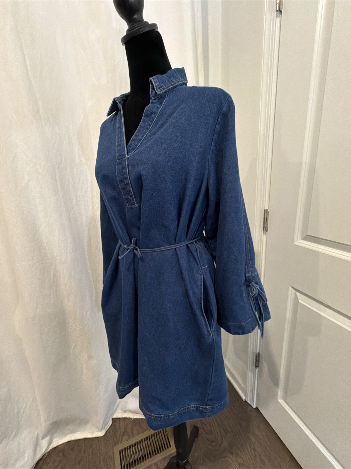 💥Entro🔥Denim Tunic Mini Baby Doll/Resort/City/Modern/Rodeo/Western~Sz~L/EUC💥