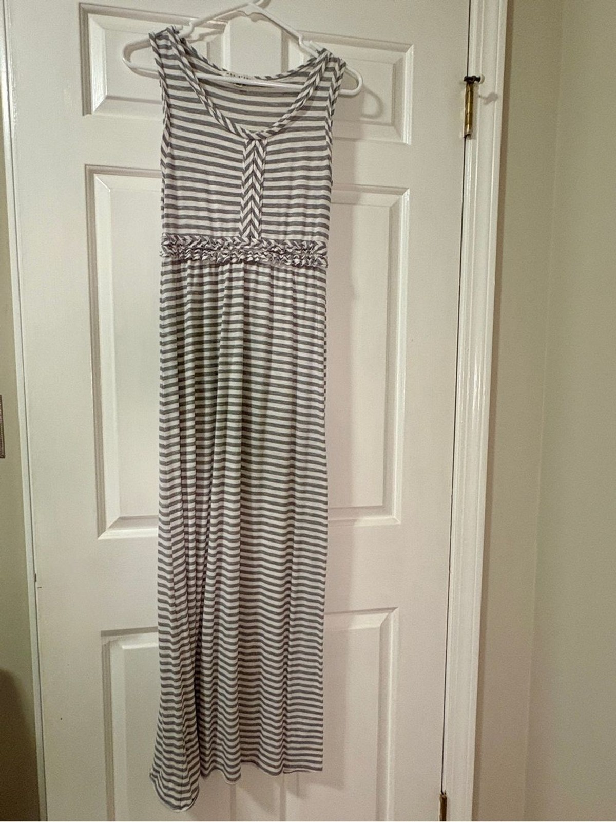 Max Studio Gray and White Striped Top