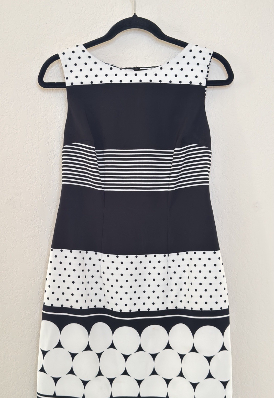 Alyx Sheath Dress Black White Polka Dot Striped Sleeveless Size 4
